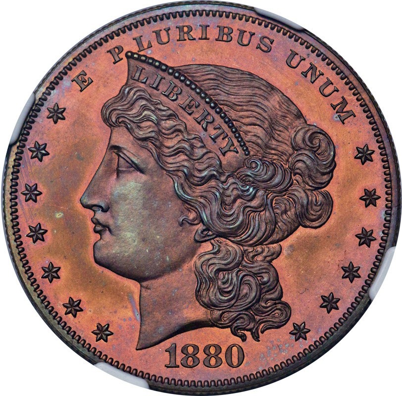 Judd-1646 - 1880 Goloid Metric Dollar Pattern / NGC PF-65 RB