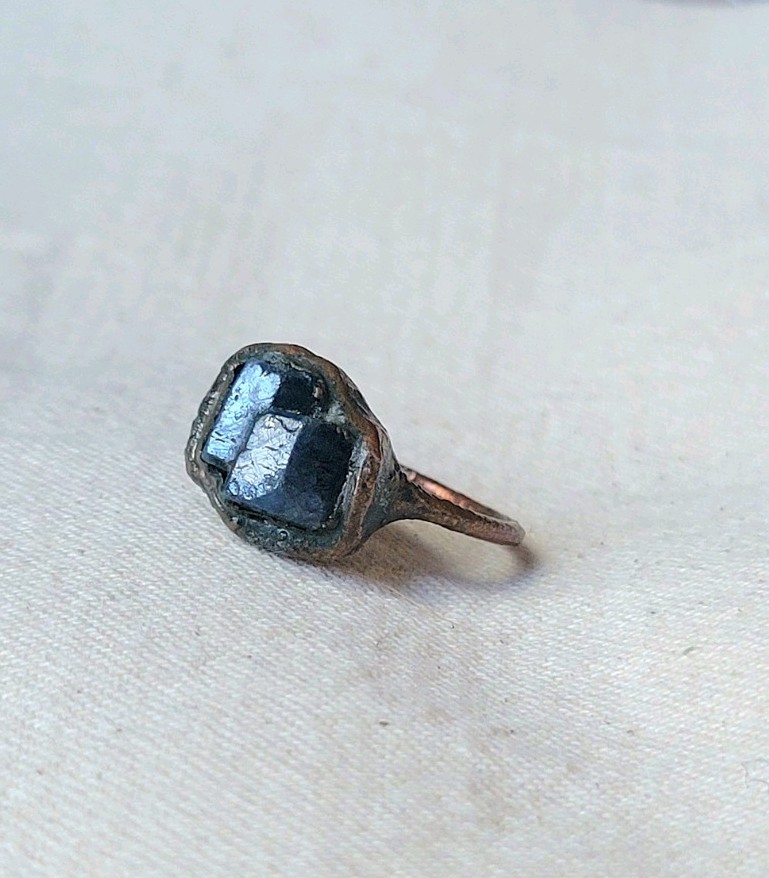 OOAK Handmade Raw Sapphire Electroformed Copper Ring Size 7