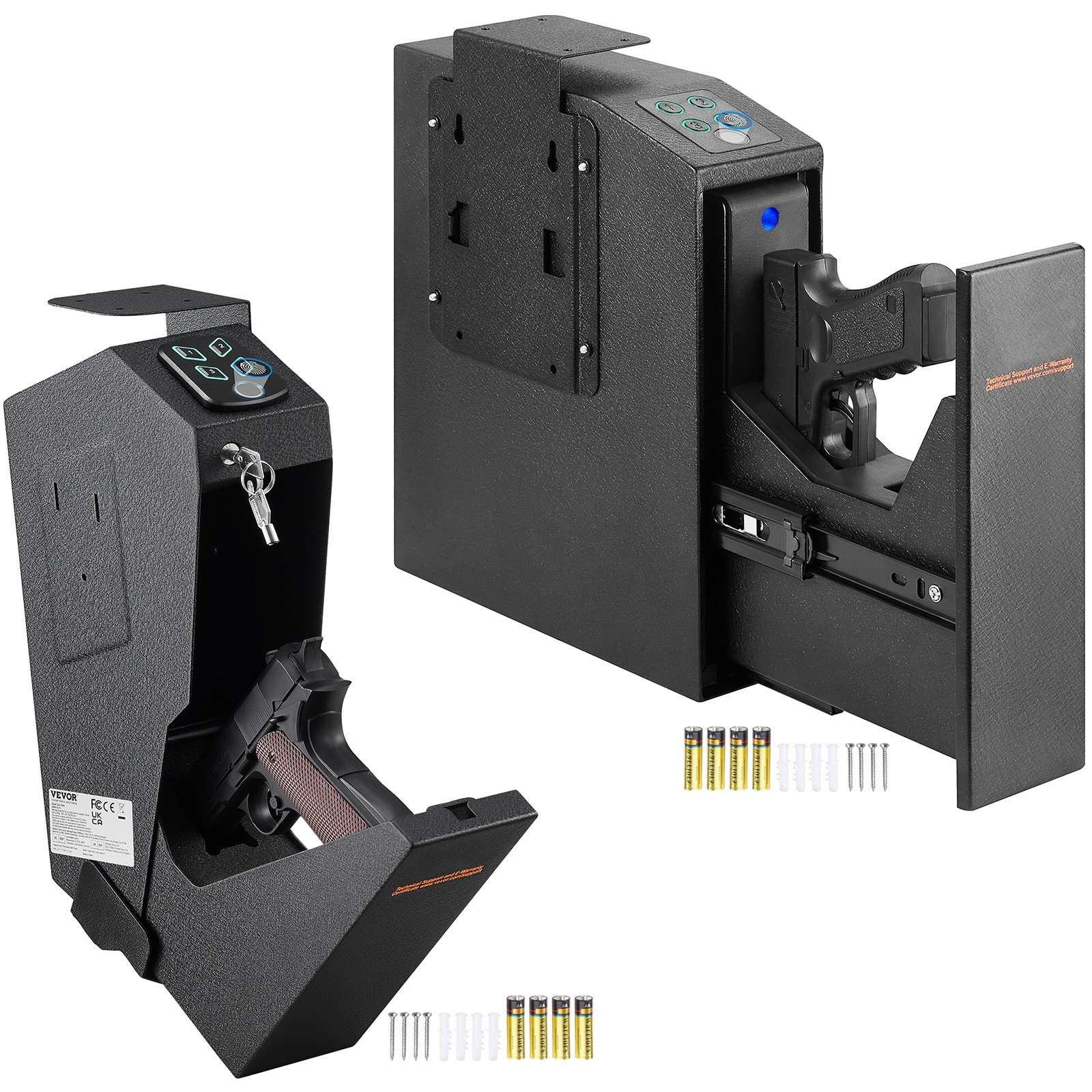 Uimoso Mounted Gun Safe for Pistols Biometric Gun Safe 3 Access Way for 1 Pistol