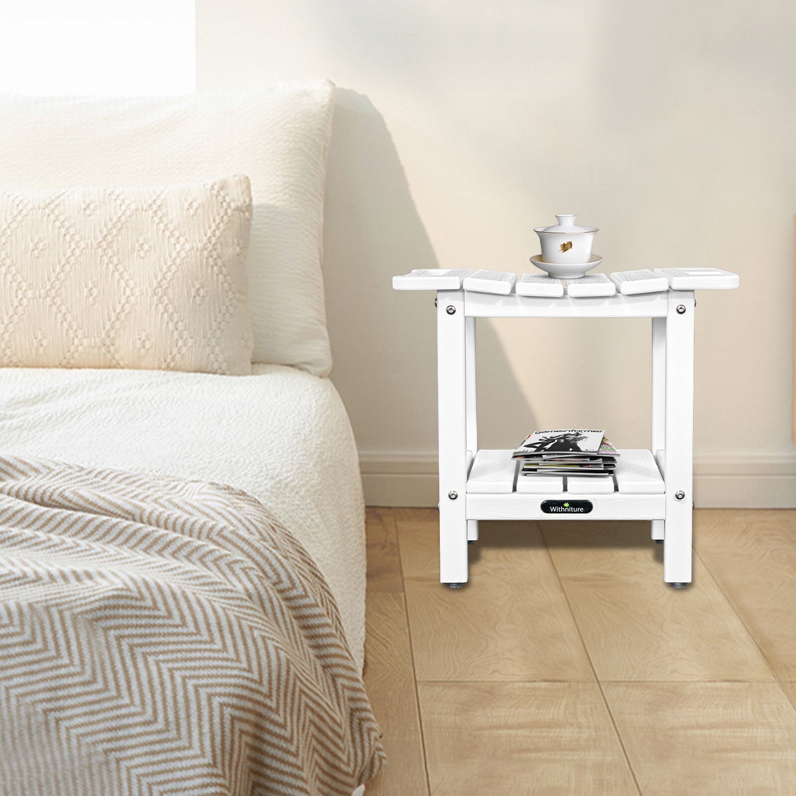 HDPE Shower Bench Inside Shower Stool with Space-Efficient Storage Shelf