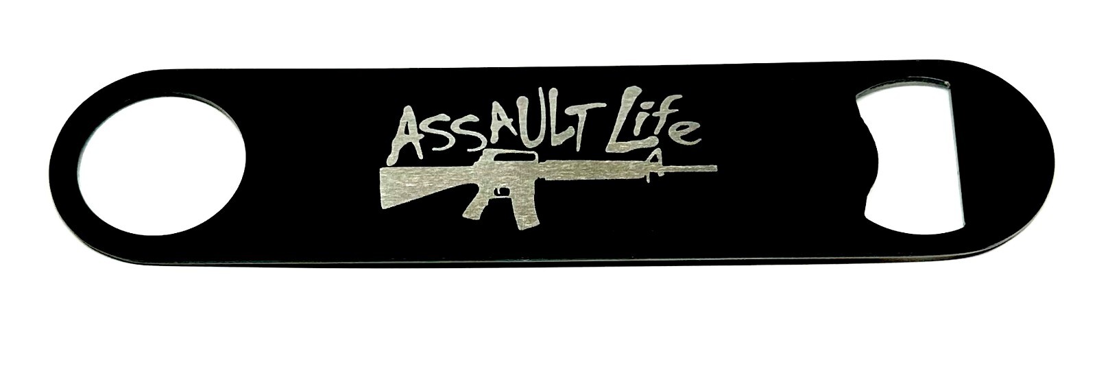 Assault Life Parody Beer 2A Bottle Opener Metal Bar Key Laser Engraved Rifle