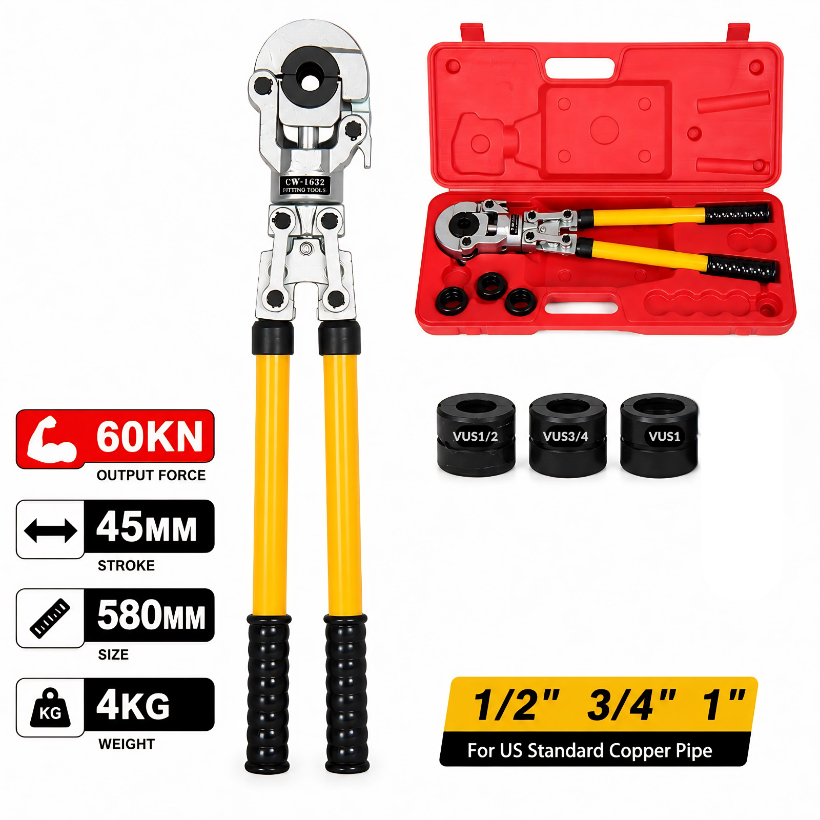 Pressing Plumbing Tools Clamping Tools 6T Copper Pipe Crimping Tools
