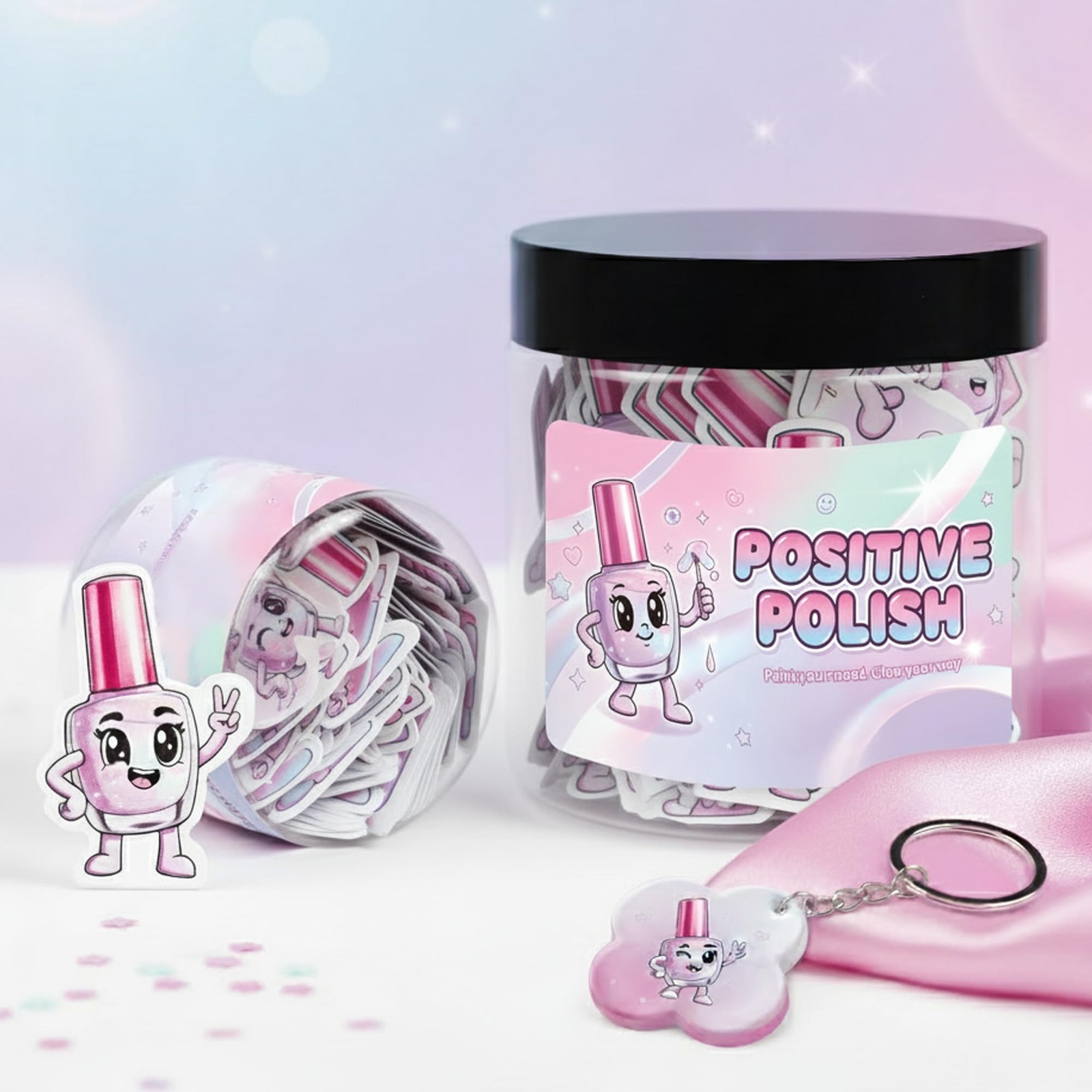 Positive Nail Polish Affirmation Jar, 60 Medium, Jar