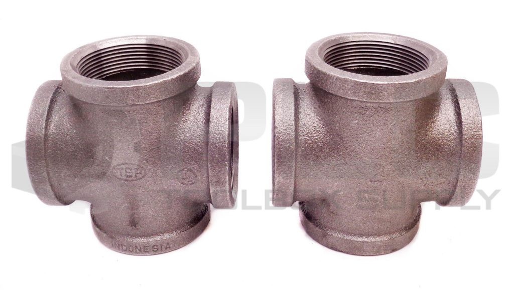 LOT OF 2 NEW TSP 1MX 09 2 CROSS BLACK-NPT THREAD FITTINGS 2"