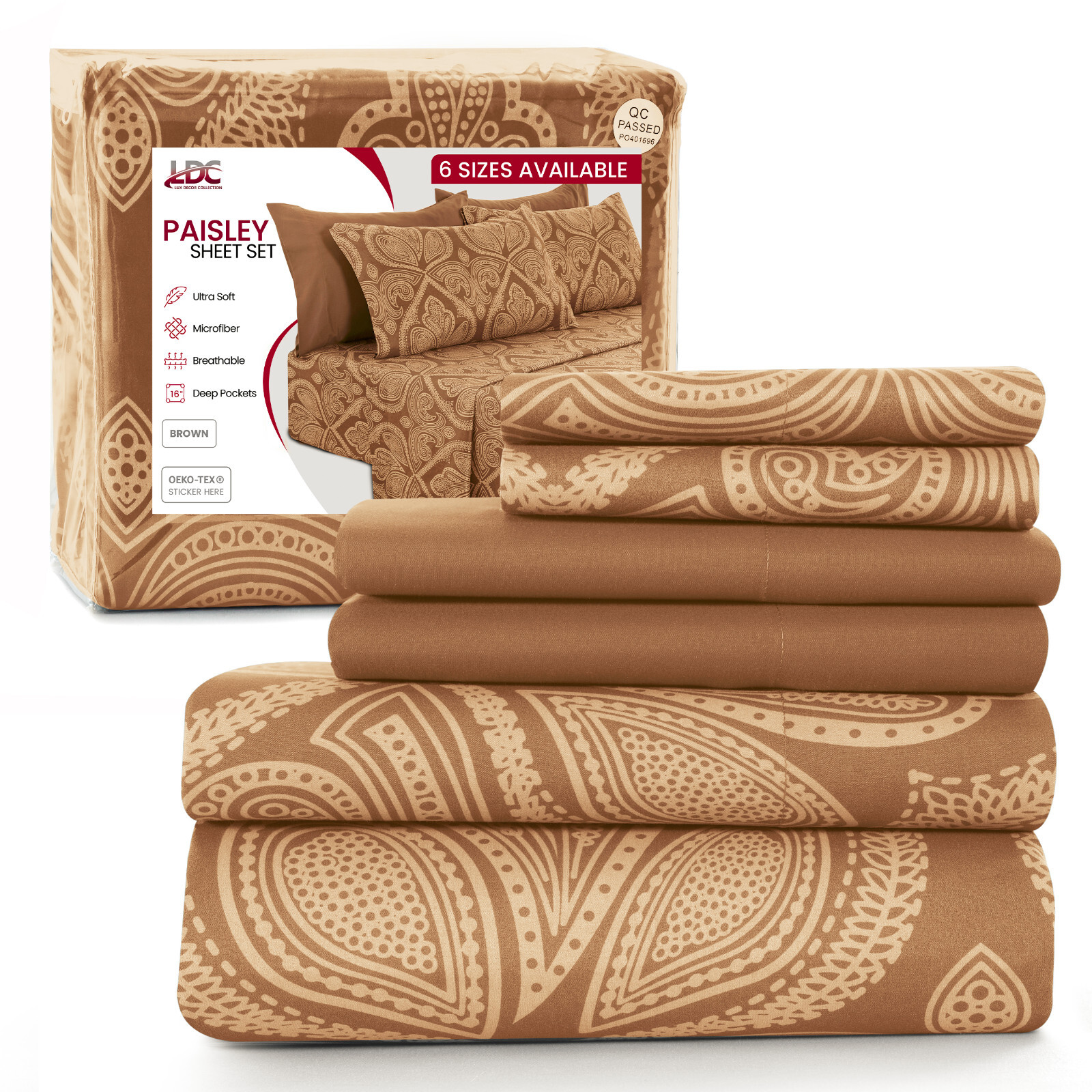 6 Piece Bed Sheets Set Luxury Microfiber Ultra Soft Deep Pocket Bedding Sets