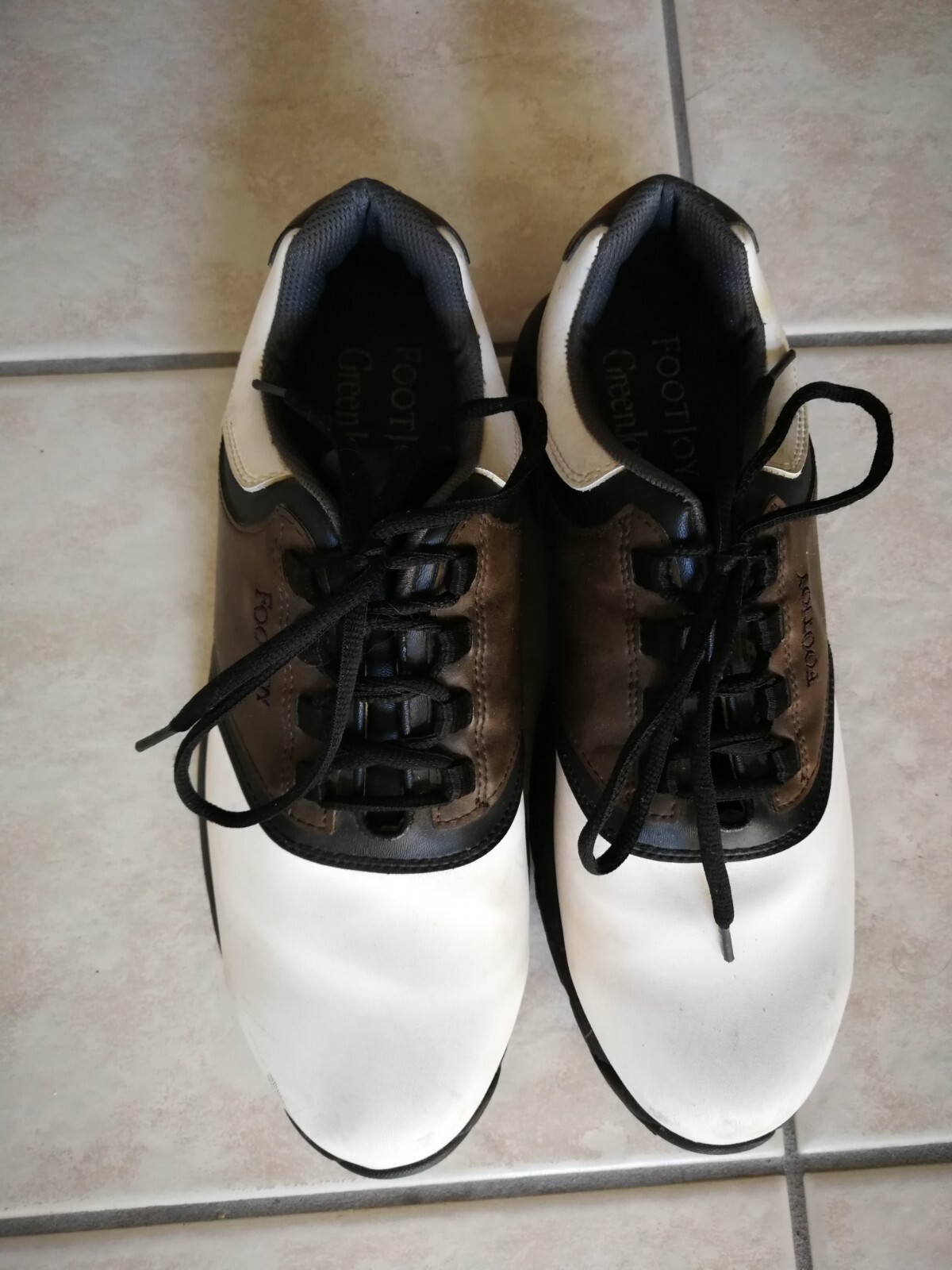 FootJoy Greenjoys Men's Golf Shoes Spikes 45516 White Brown Men's 10.5 M