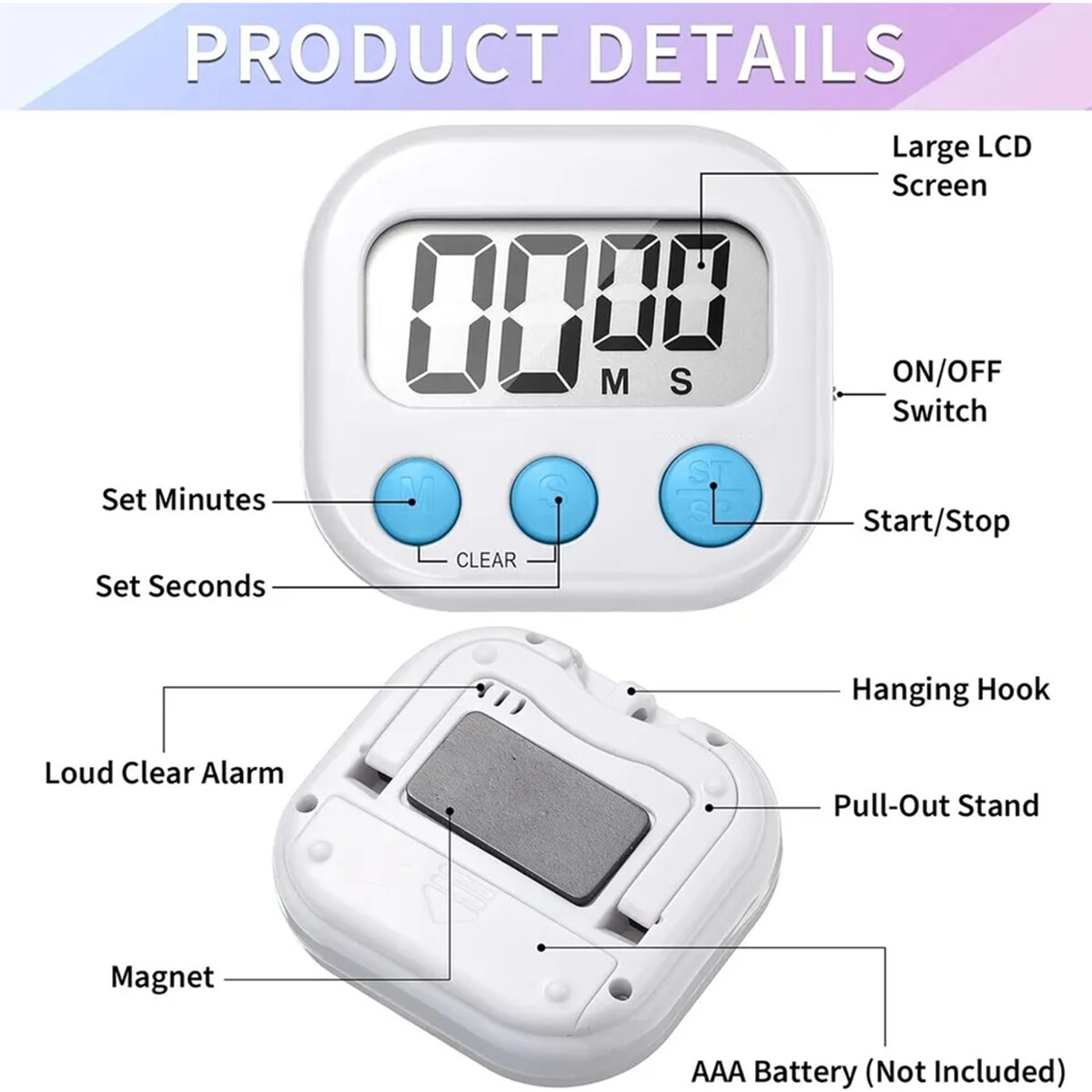 Digital Kitchen Cooking Timer Also Used For Learning Work Exercise Timer