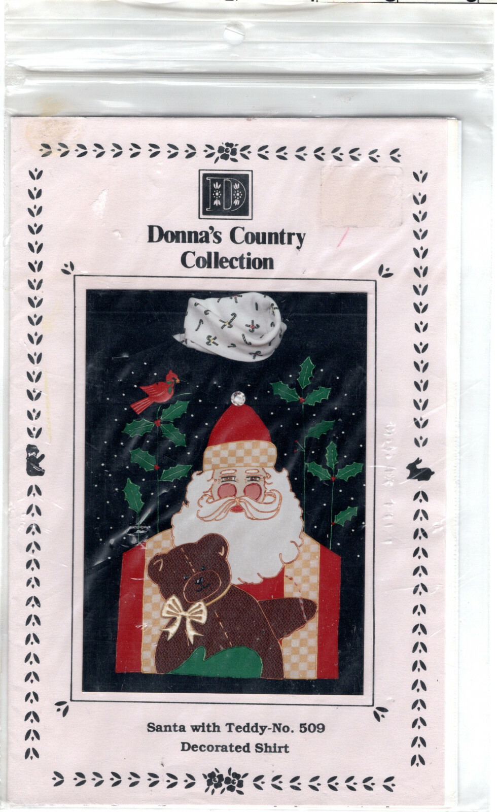 "Santa with Teddy" Donna's Country Collection Applique Pattern # 509