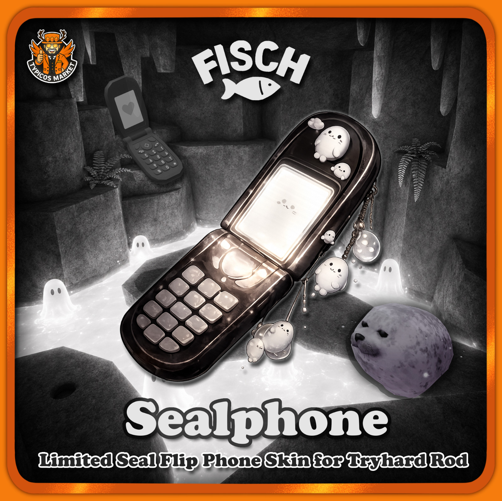 📱[FISCH]  - Sealphone - [Limited Seal Flip Phone Skin for Tryhard Rod]⚪