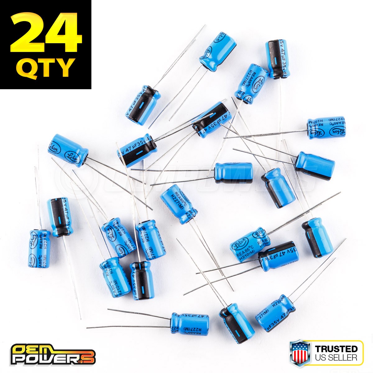 24 x Lelon 47uF/MFD 35V ±20% 85C Radial-lead Electrolytic Capacitor 2721027 NEW