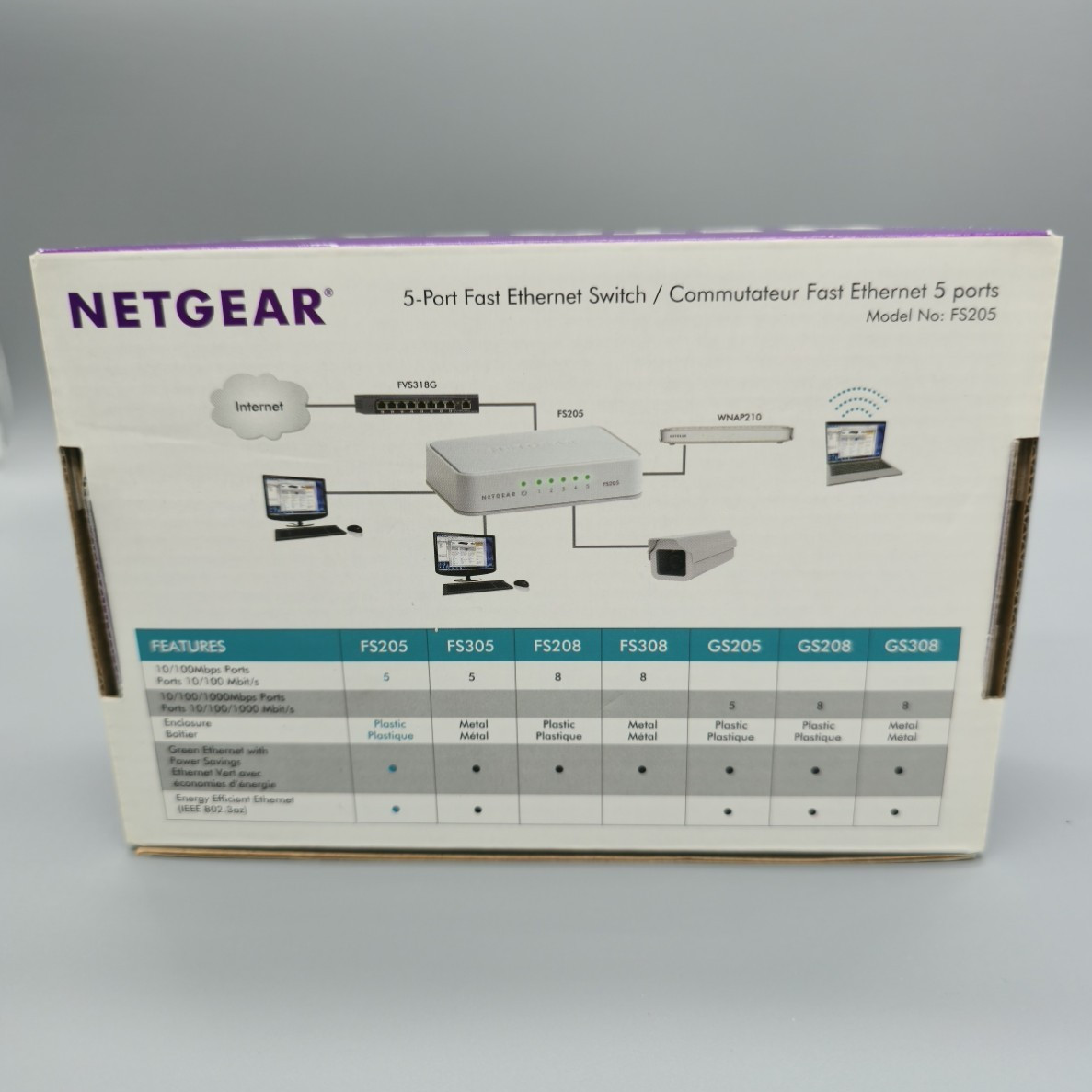 NETGEAR FS205 5-Port 100 Mbps Unmanaged Fast Ethernet Switch RJ-45
