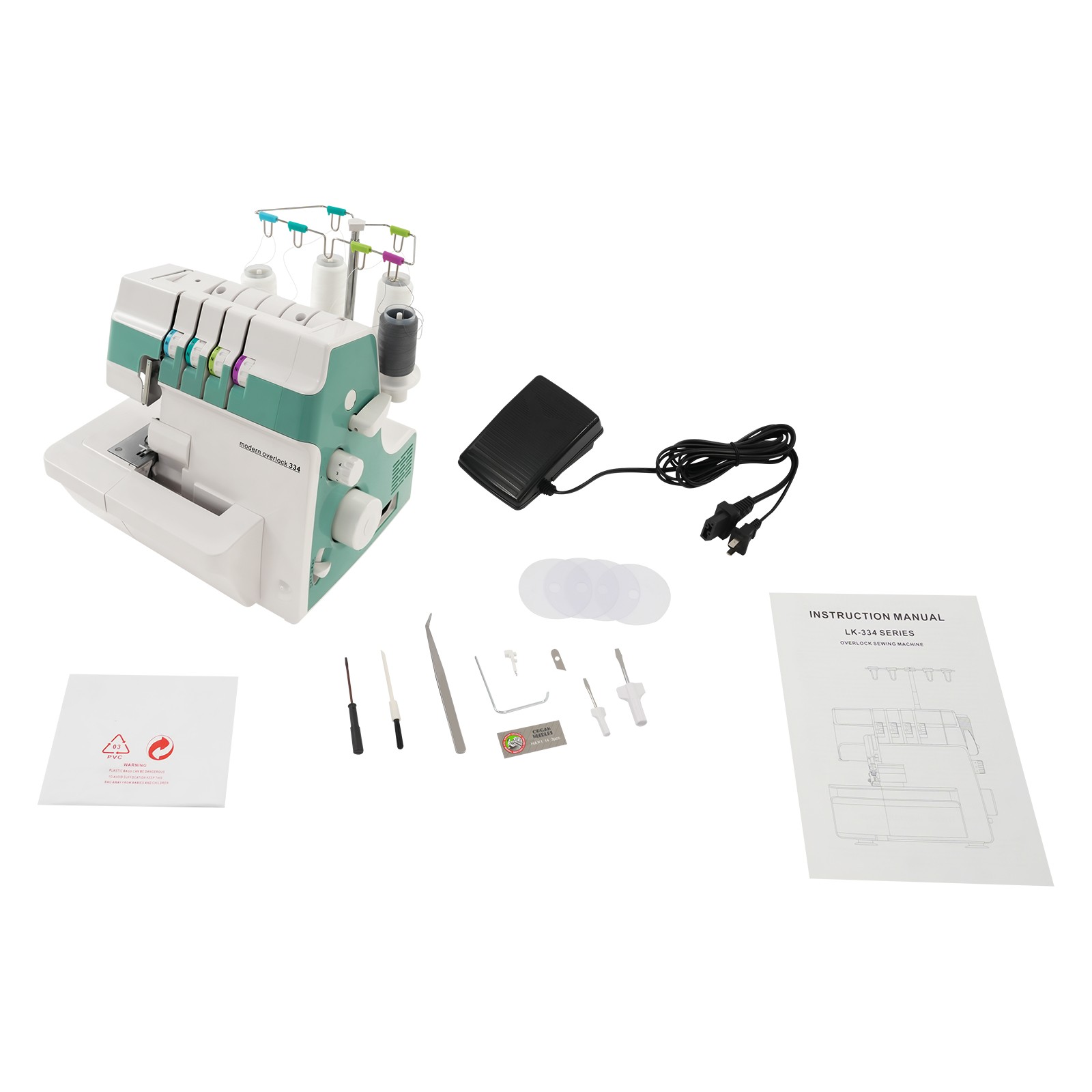 Overlock Sewing Machine with LED Light 1200 Stitches/Minute Serger Electric 91W