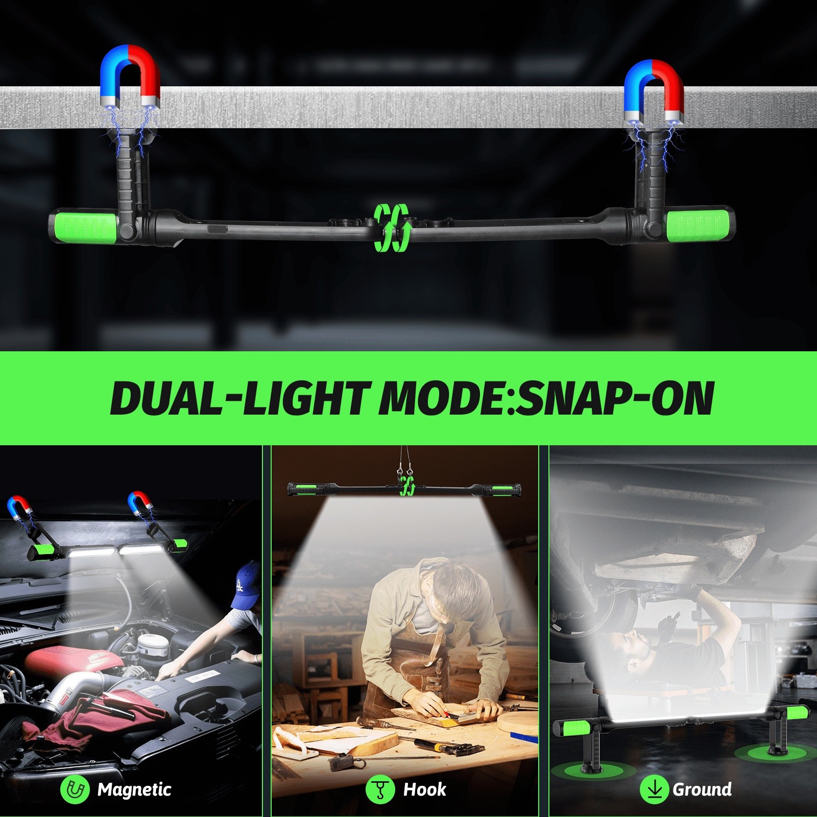 2Pack Rechargeable LED Mechanic Light with Sensor Magnetic Automotive Work