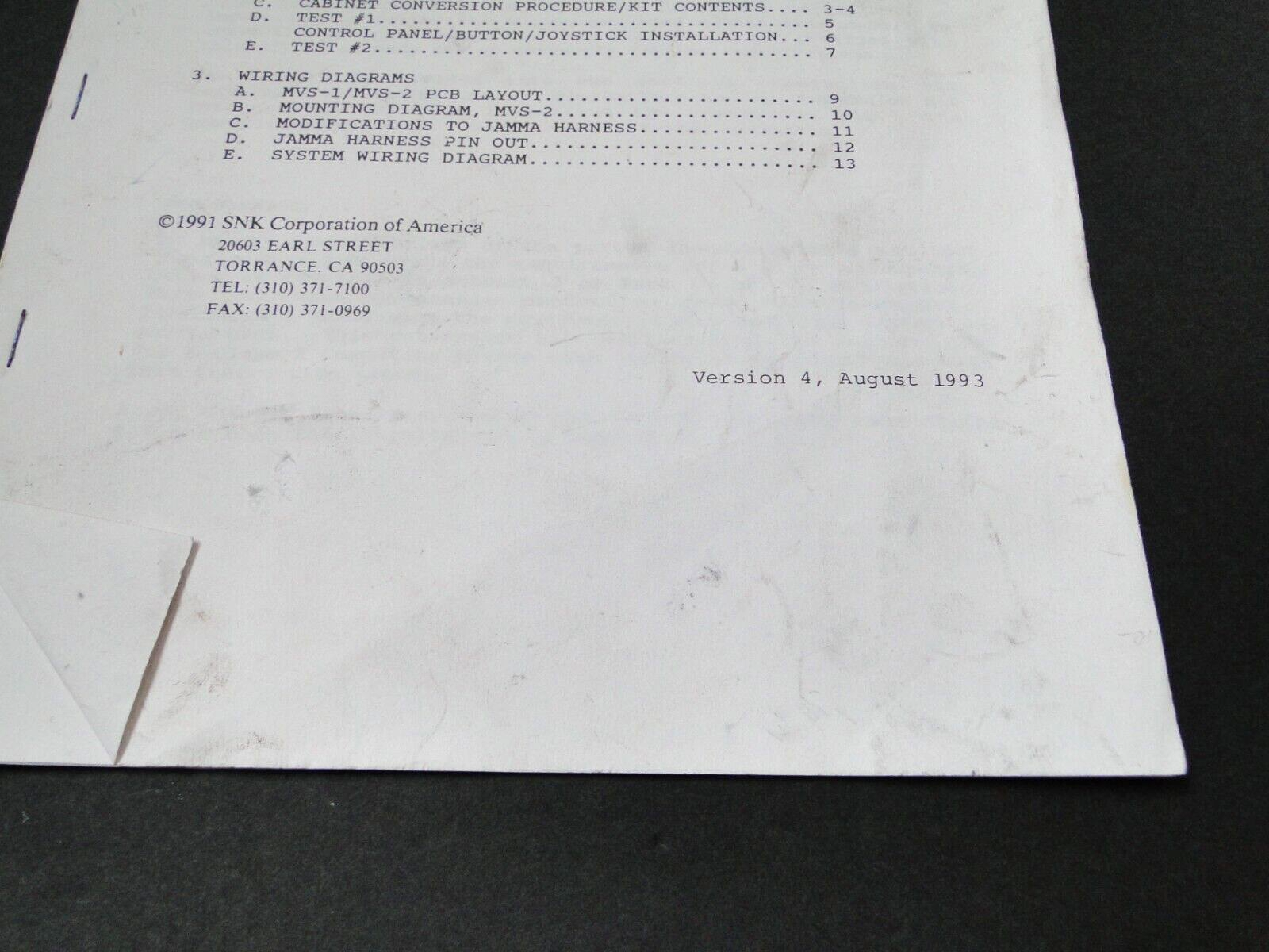 Vintage 1993 Neo-Geo System Universal Conversion Kit Installation Manual