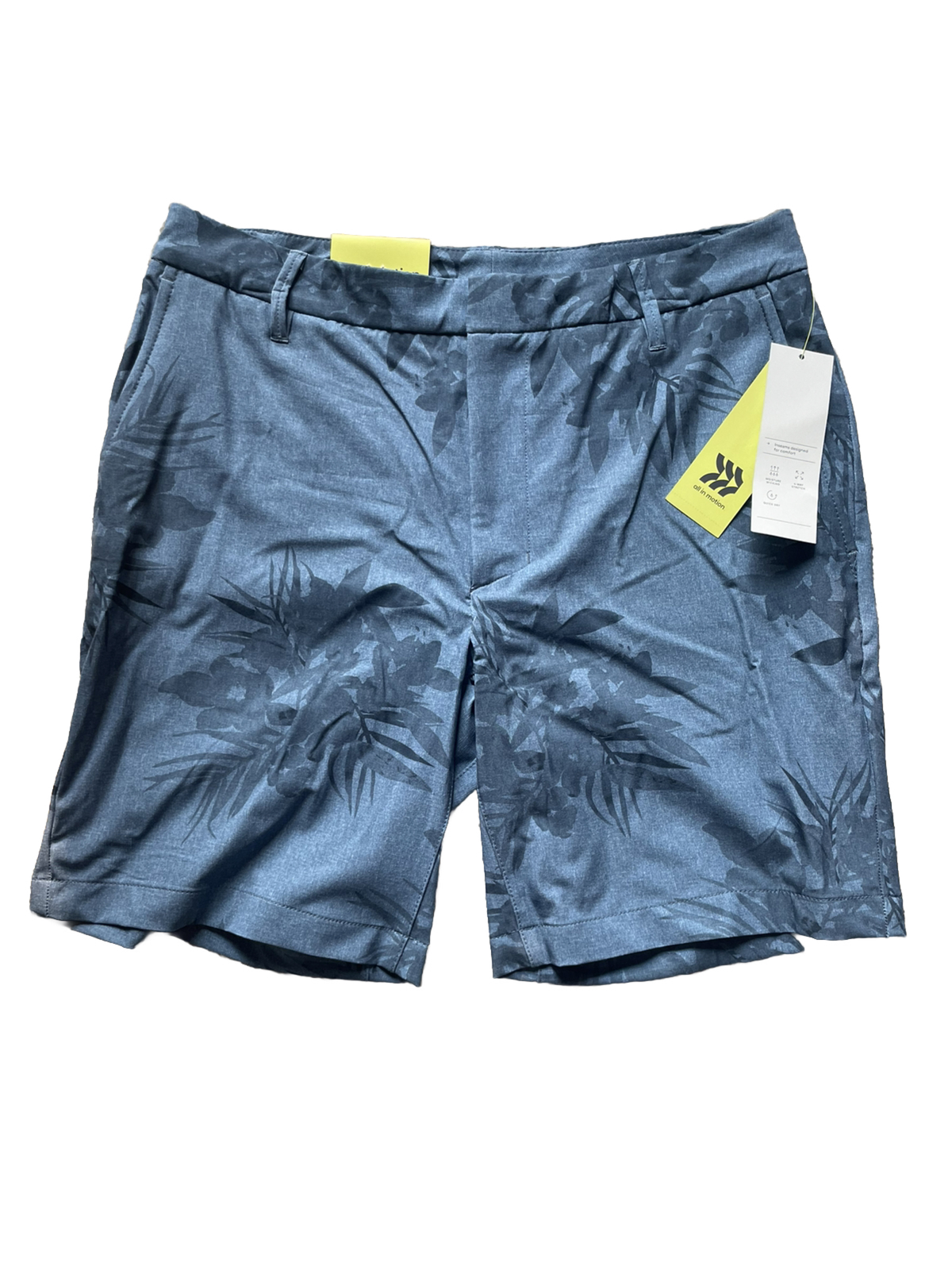 Men's Athletic Chino Golf Shorts Blue Hawaiian Floral All in Motion Sizes 30-40