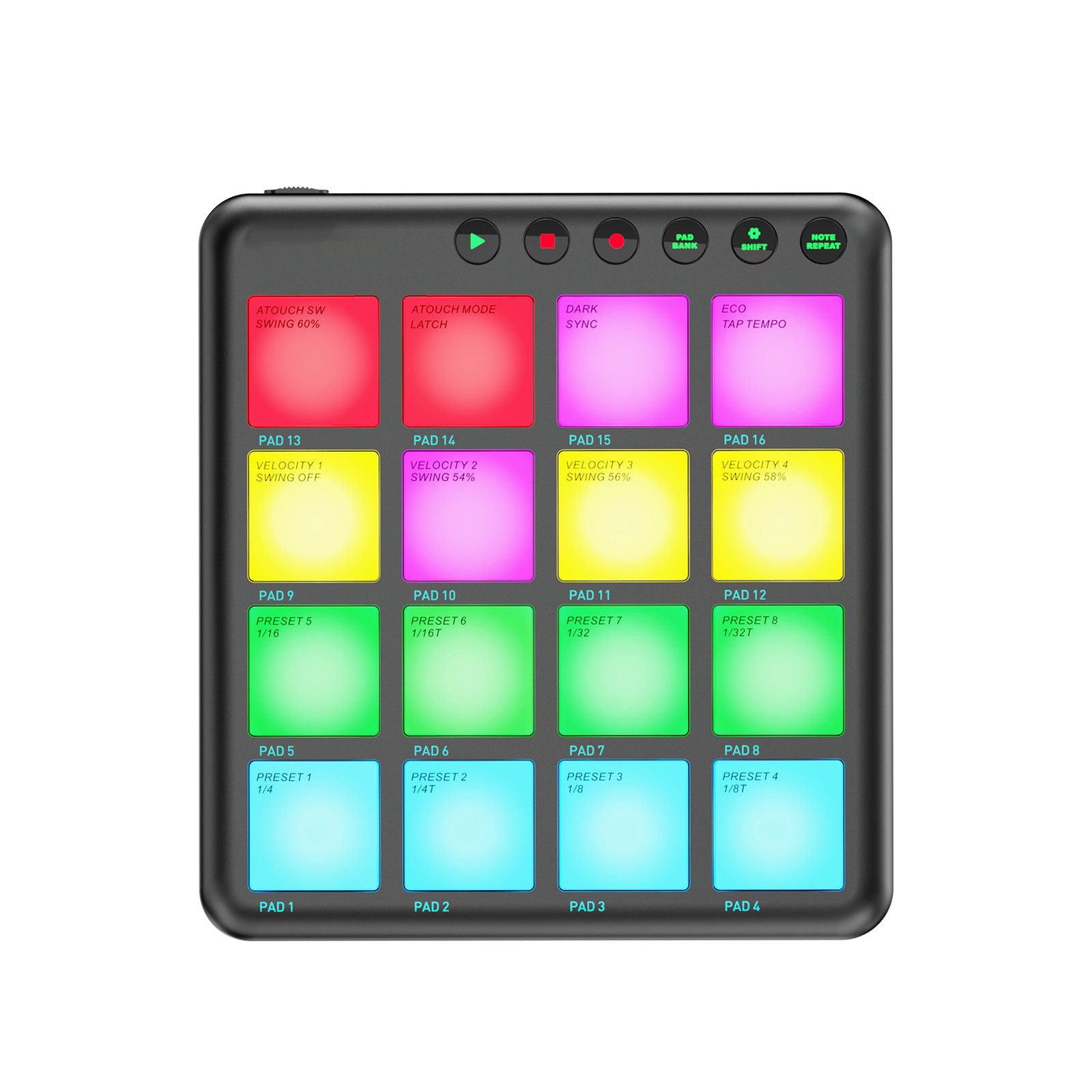 MIDI Controller 16 Key Dynamic RGB Pad BT Wireless MIDI Pad Rechargeable Po TFCD