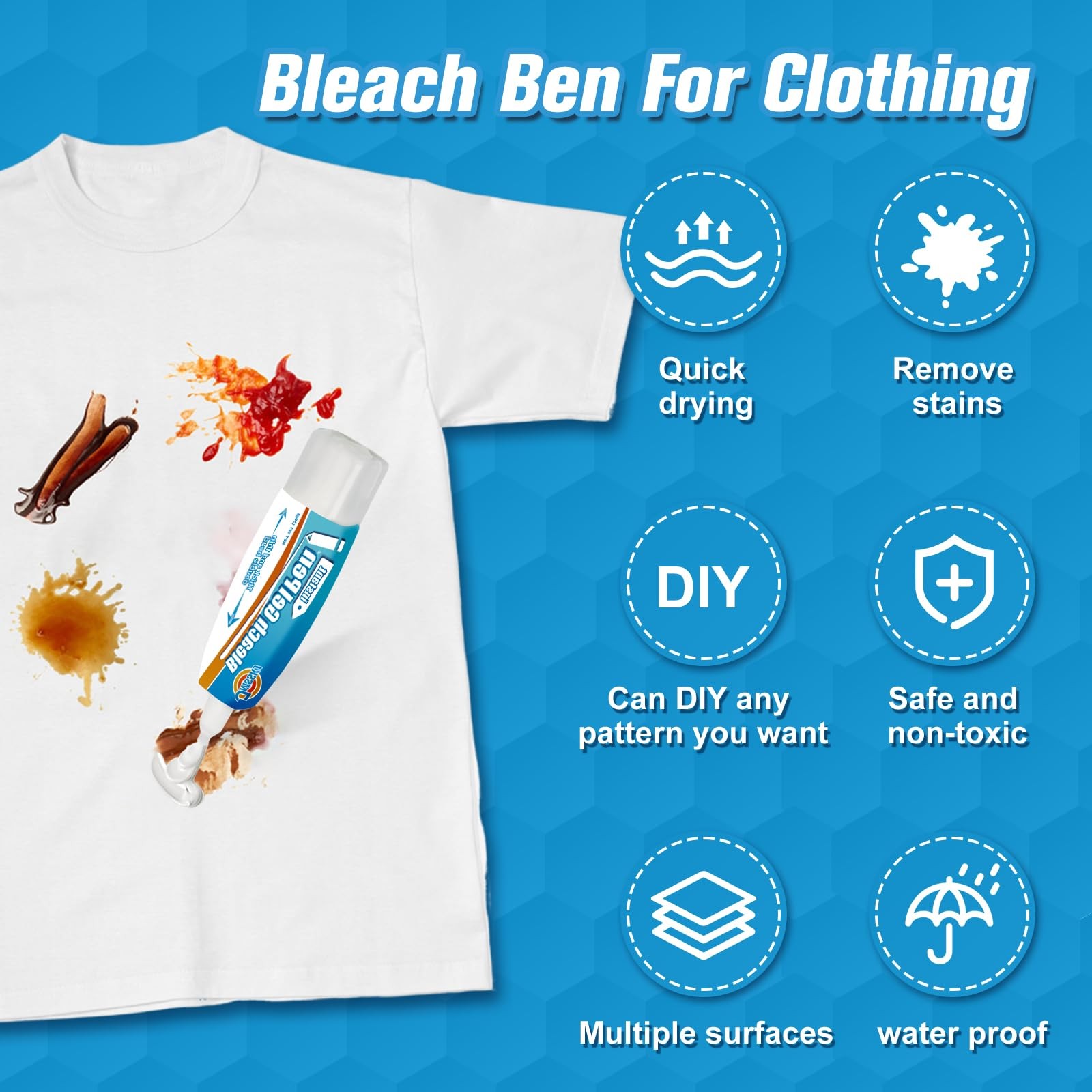 Bleach Pen for Clothes Stain Remover - 1.76 Fl Oz (Pack of 1), Pearl white
