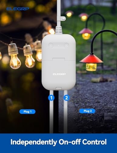 Outdoor Smart Plug Waterproof IP66, WiFi Dual Socket, Alexa & Google Assistant C