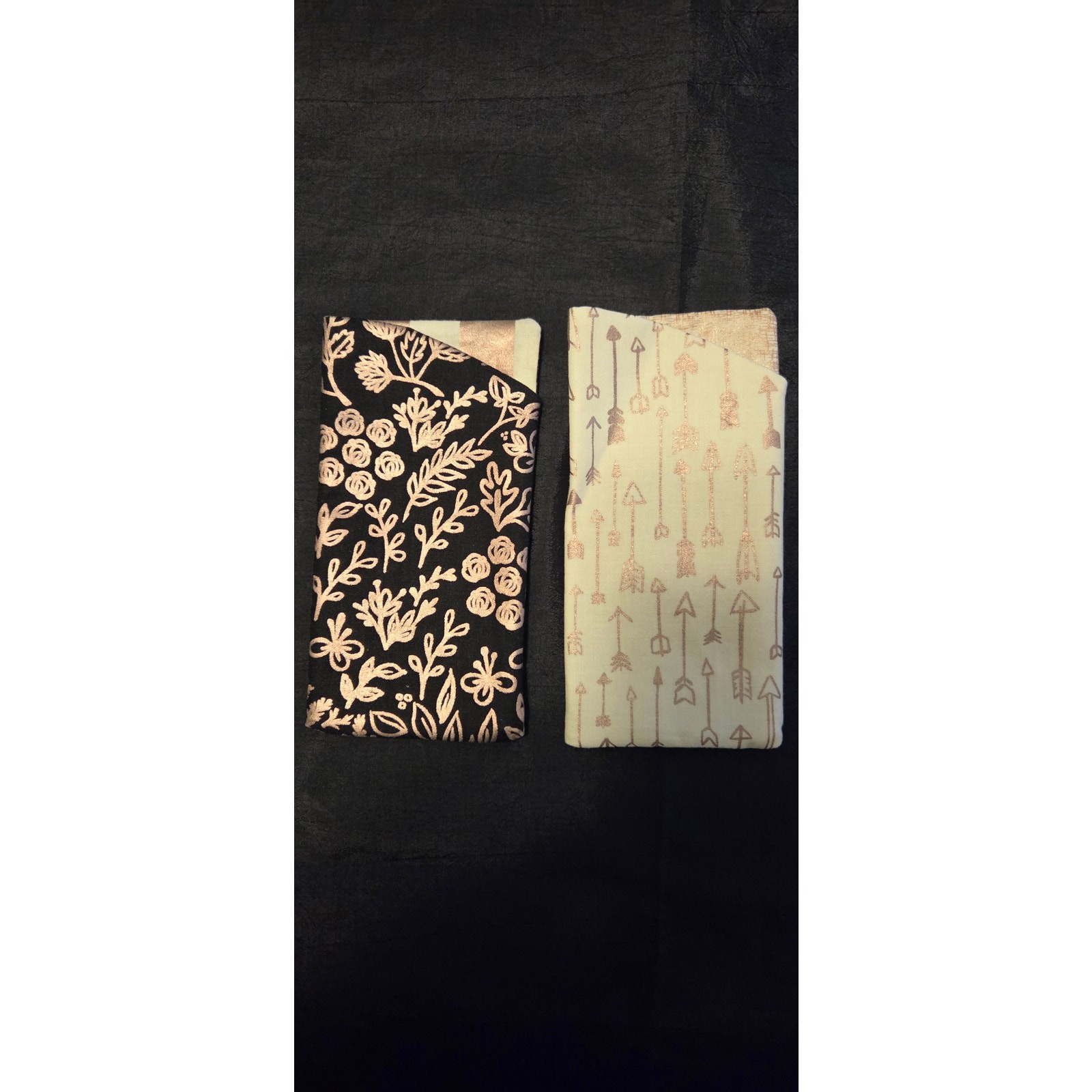 Handmade Eyeglass Pouches NEW One Of A Kind Black Rose Cream Rose