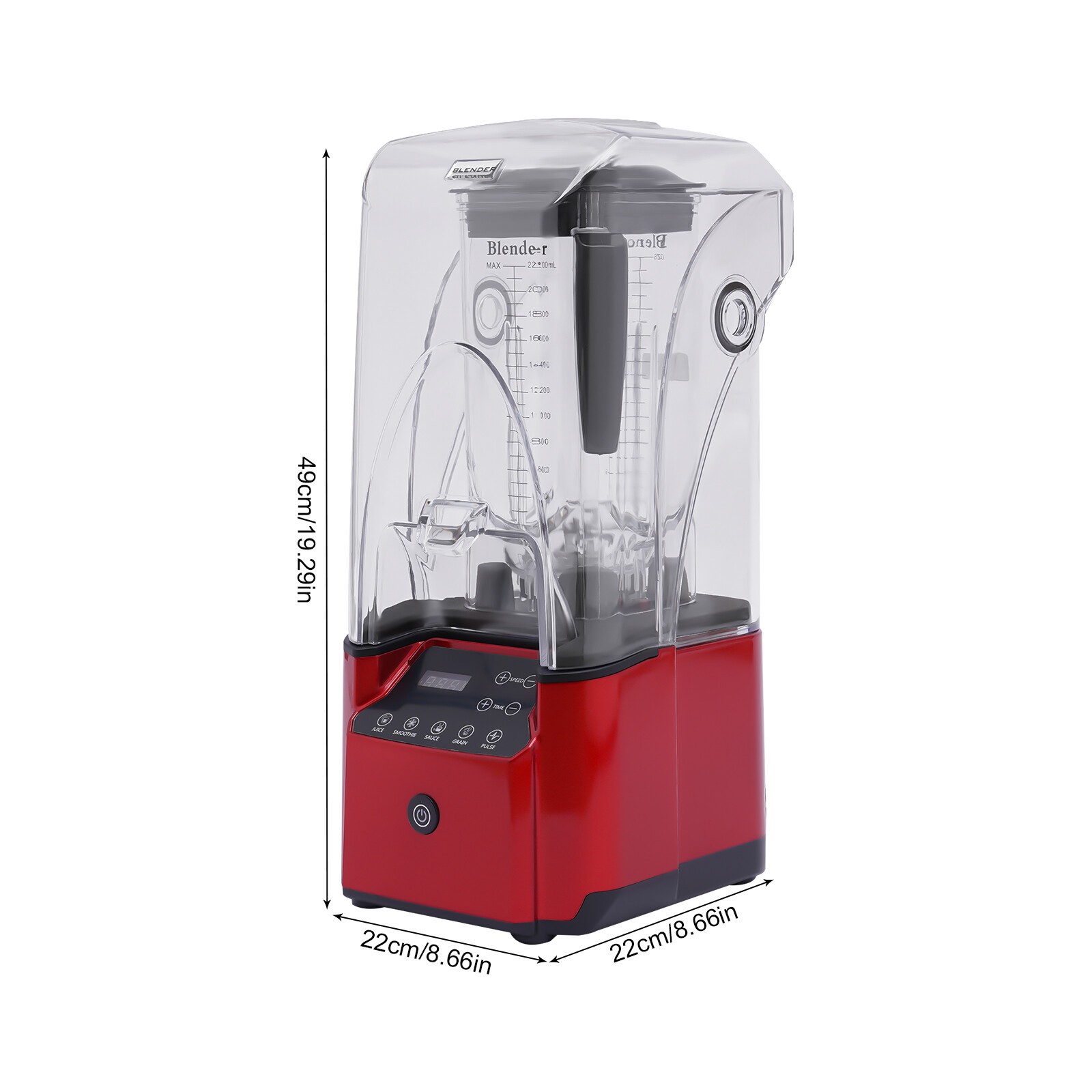 Professional Commercial Blender W/ Shield Quiet Sound Enclosure & Timer 2.2L