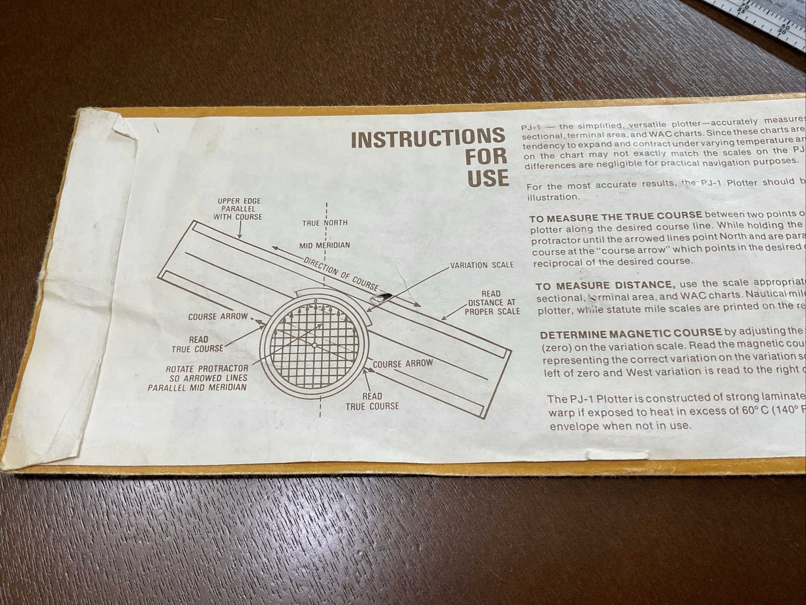 Vintage 1976 Jeppesen PJ-1 Rotating Azimuth Plotter With Original Sleeve