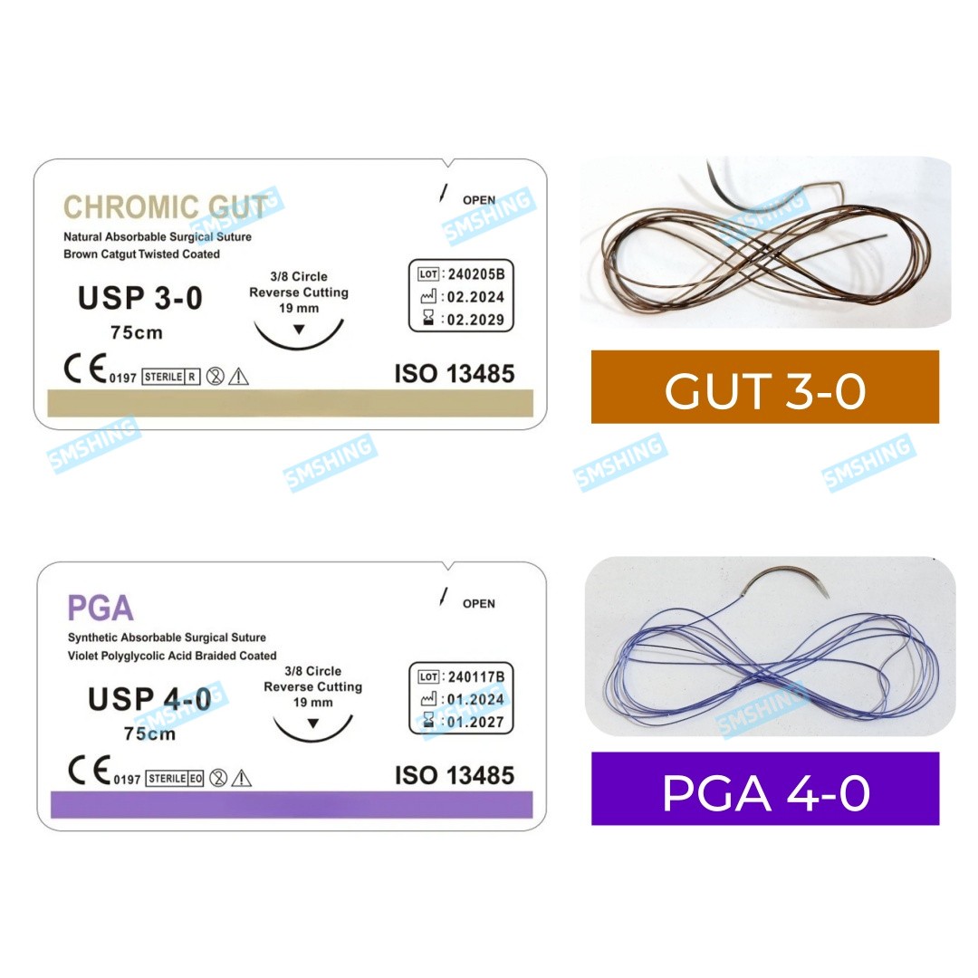 Absorbable Dental Oral CHROMIC GUT 3-0 PGA 4/0 Natural