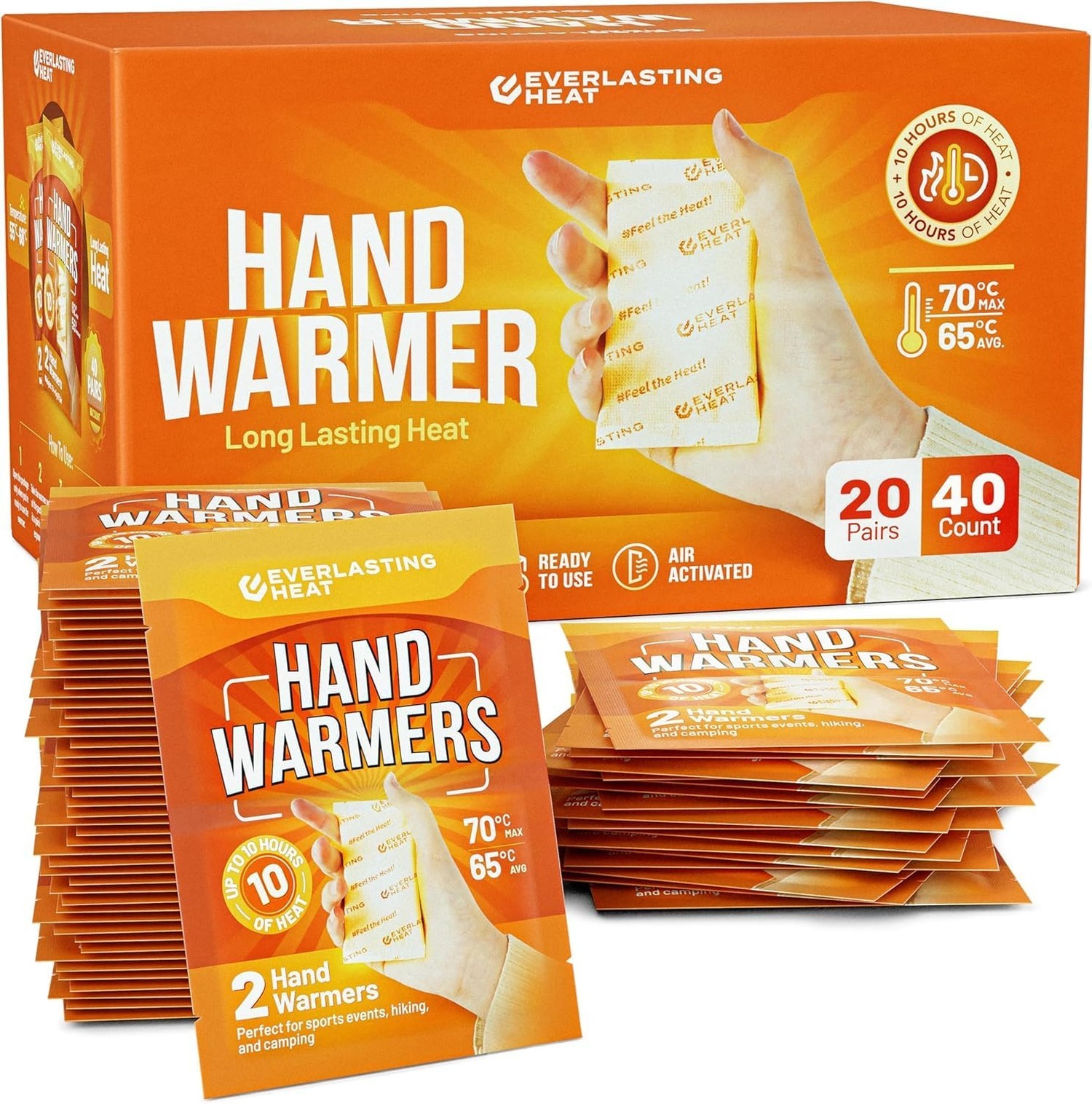 Hand Warmers 40 Pairs (80 Warmers) - Up to 10 Hours of Long Lasting Warmth an...