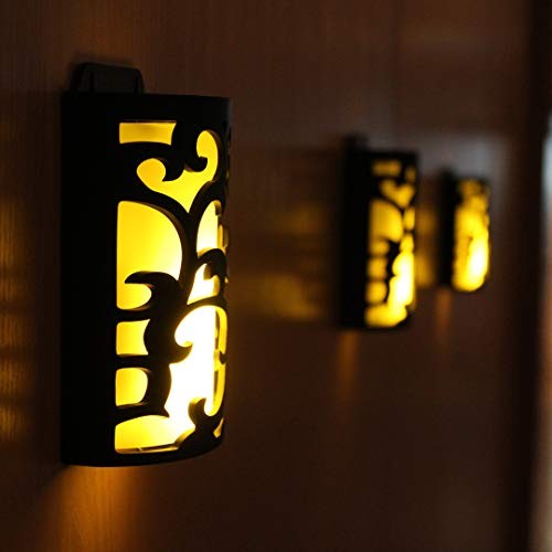 Decorative Lanterns with Timer, Candle Light Flameless 3 Pack Wall Black
