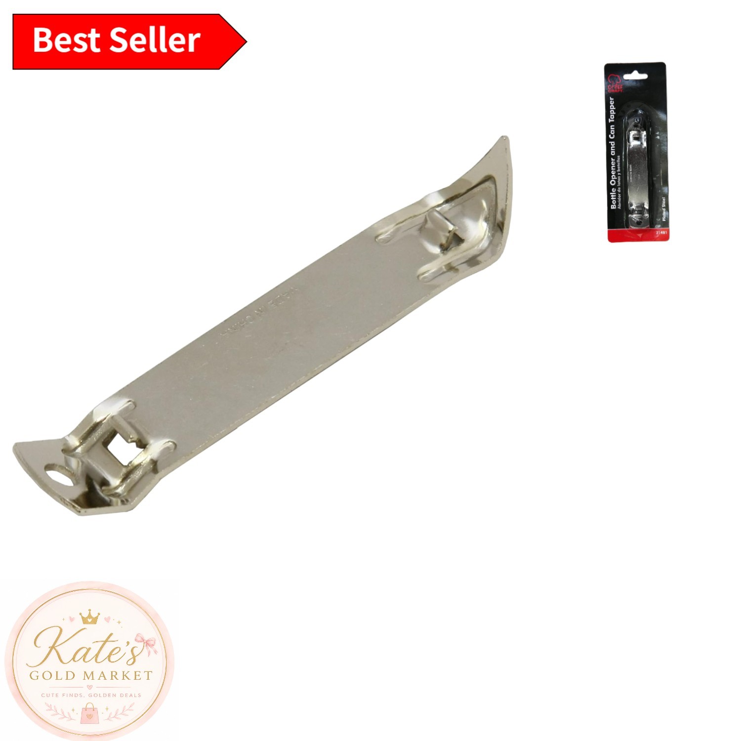4.25 Inch Iron Bottle Opener with Polished Finish, Dishwasher Safe Design