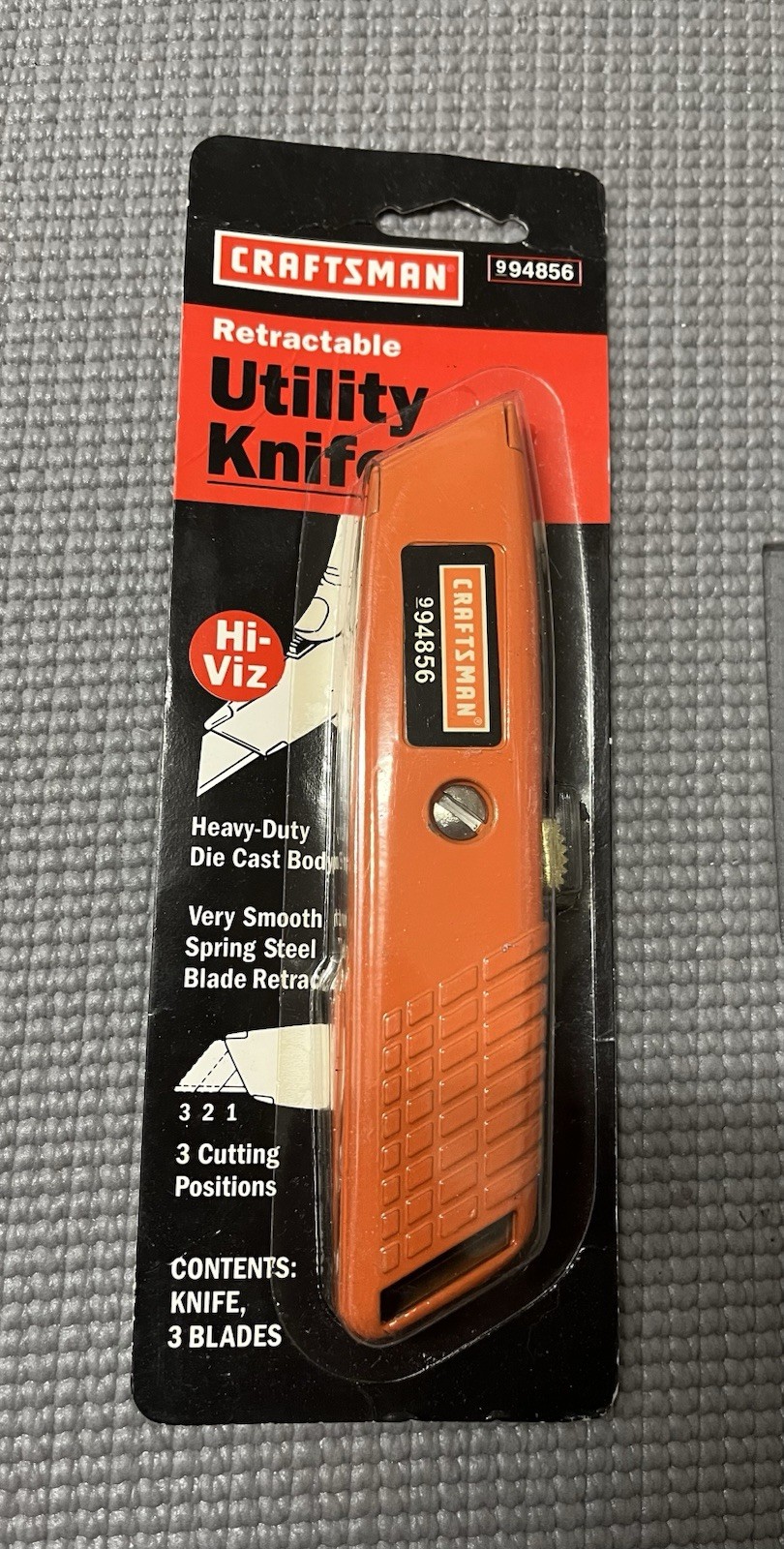 NOS Sears Craftsman USA Hi Viz Orange Box Cutter Utility Knife 94856 Neon