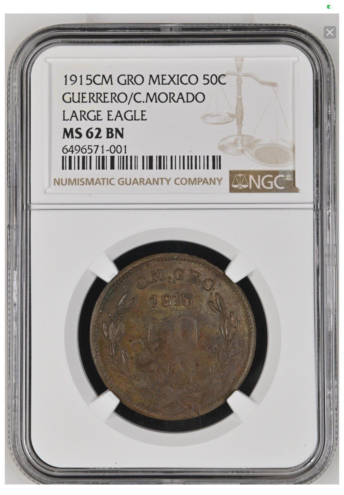 1915 CM GRO 50C GUERRERO/C.MORADO MS62BN  , 4 In Ms62BN Only 2 Finer