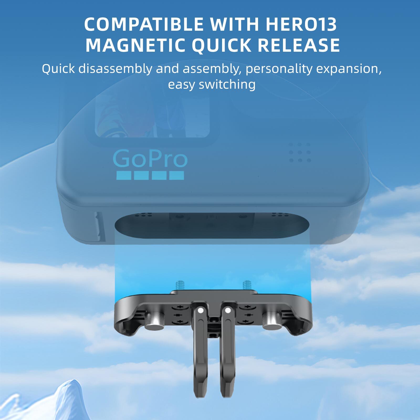 Foldable Magnetic Quick Release Mount for GoPro 12 11 10 9 8 Adapter Replace US