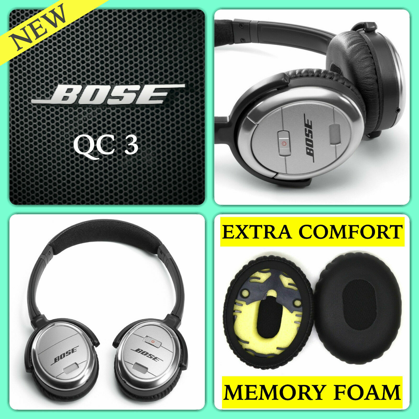For BOSE-QuietComfort QC3 ON EAR OE1 Alternative Headphone Replacement Ear Pads