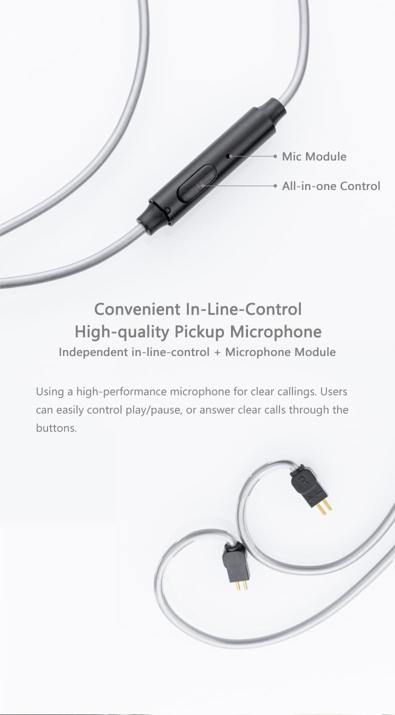 Multipurpose Microphone Cable 3.5mm Earphone Upgrade Cable Microphone 0.78mm-...
