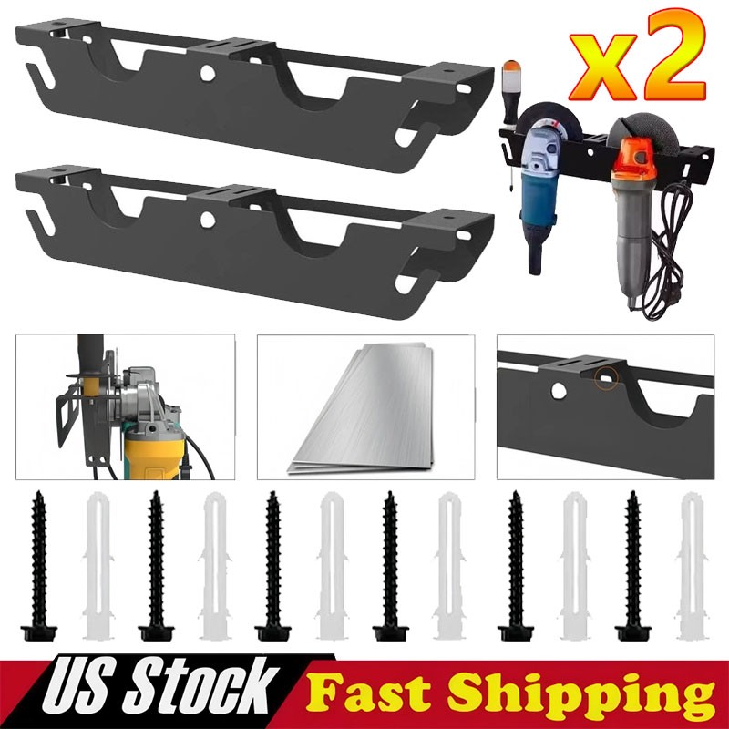2X Angle Grinder Holder - 4 Bay Angle Grinder Rack/Stand Storage Rack Wall Mount