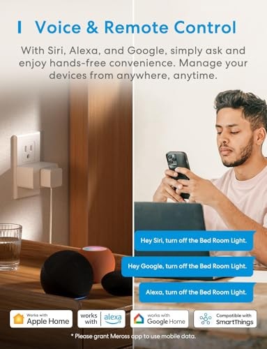 meross Smart Plug Mini 15A & Reliable Wi-Fi Support HomeKit 2 Pack White