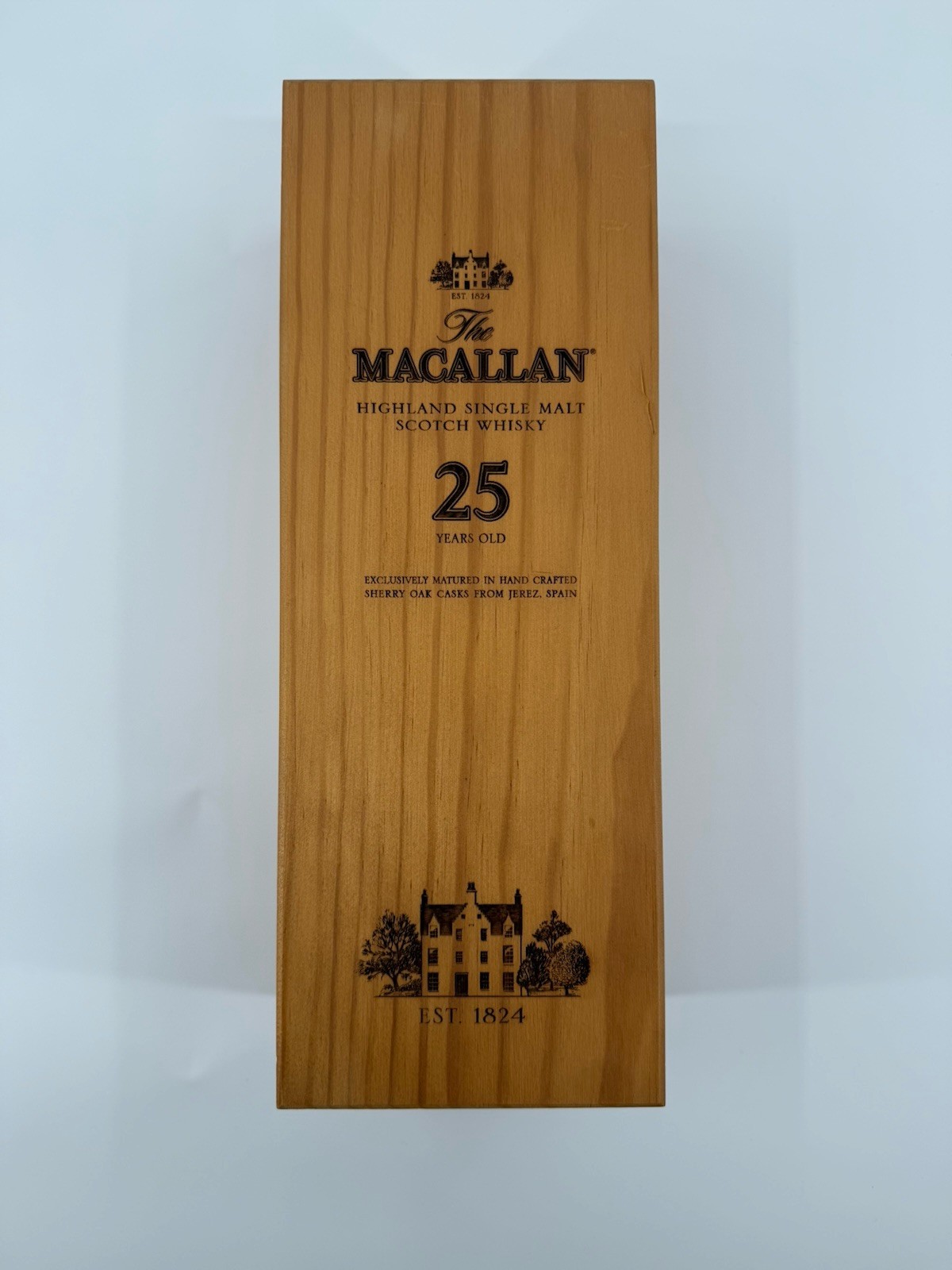 Macallan 25 Years Highland Single Malt Scotch Whiskey Wood Box Only
