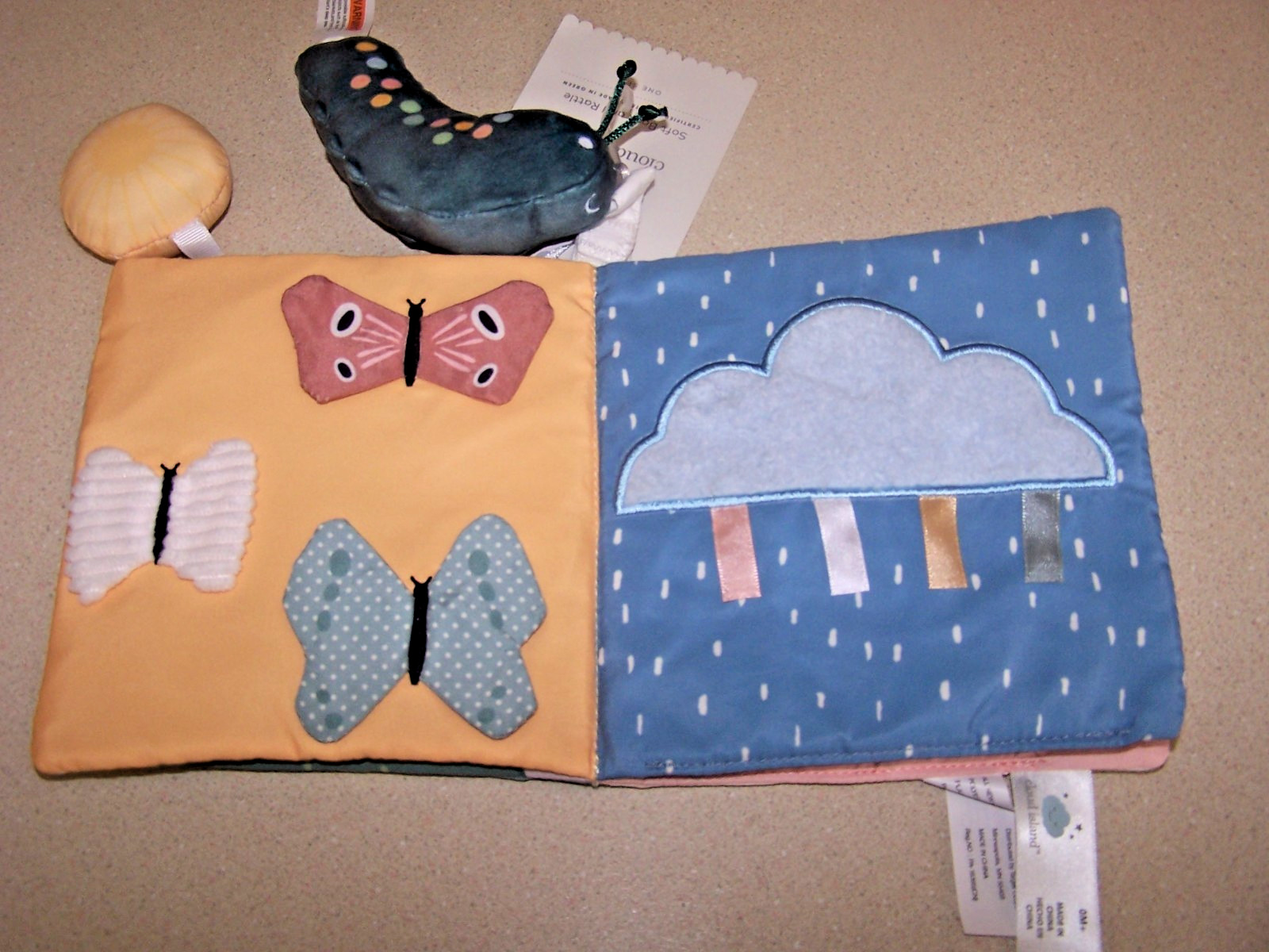 CLOUD ISLAND Soft Interactive Book CATERPILLAR Fabric Baby Toy Sensory Dev.