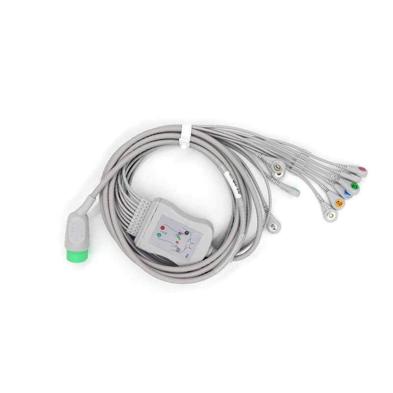 10 Leads ECG Leadwire Snap ECG Patient Cable TPU 3m 12Pins