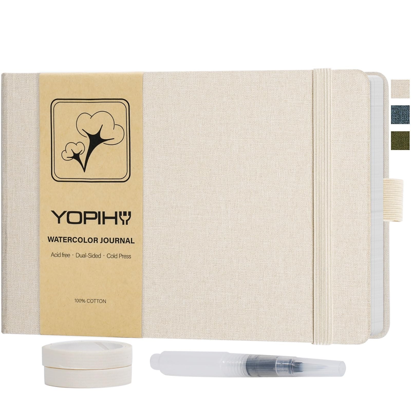Artists Premium Linen Watercolor Sketchbook, 5.5 x 8.2 Watercolor Notebook wi...