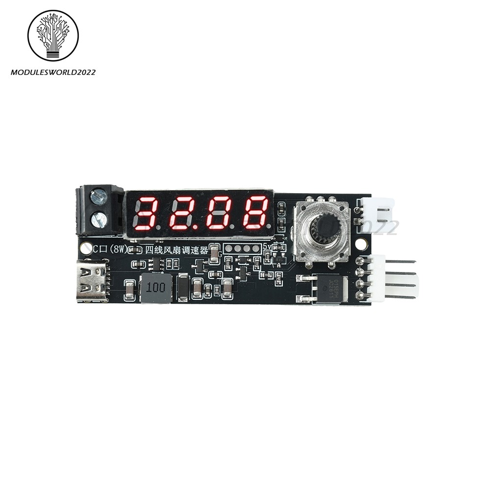 5V 12V 5A 4-Wire PWM Fan Speed Control Module Smart Temperature Control +Display