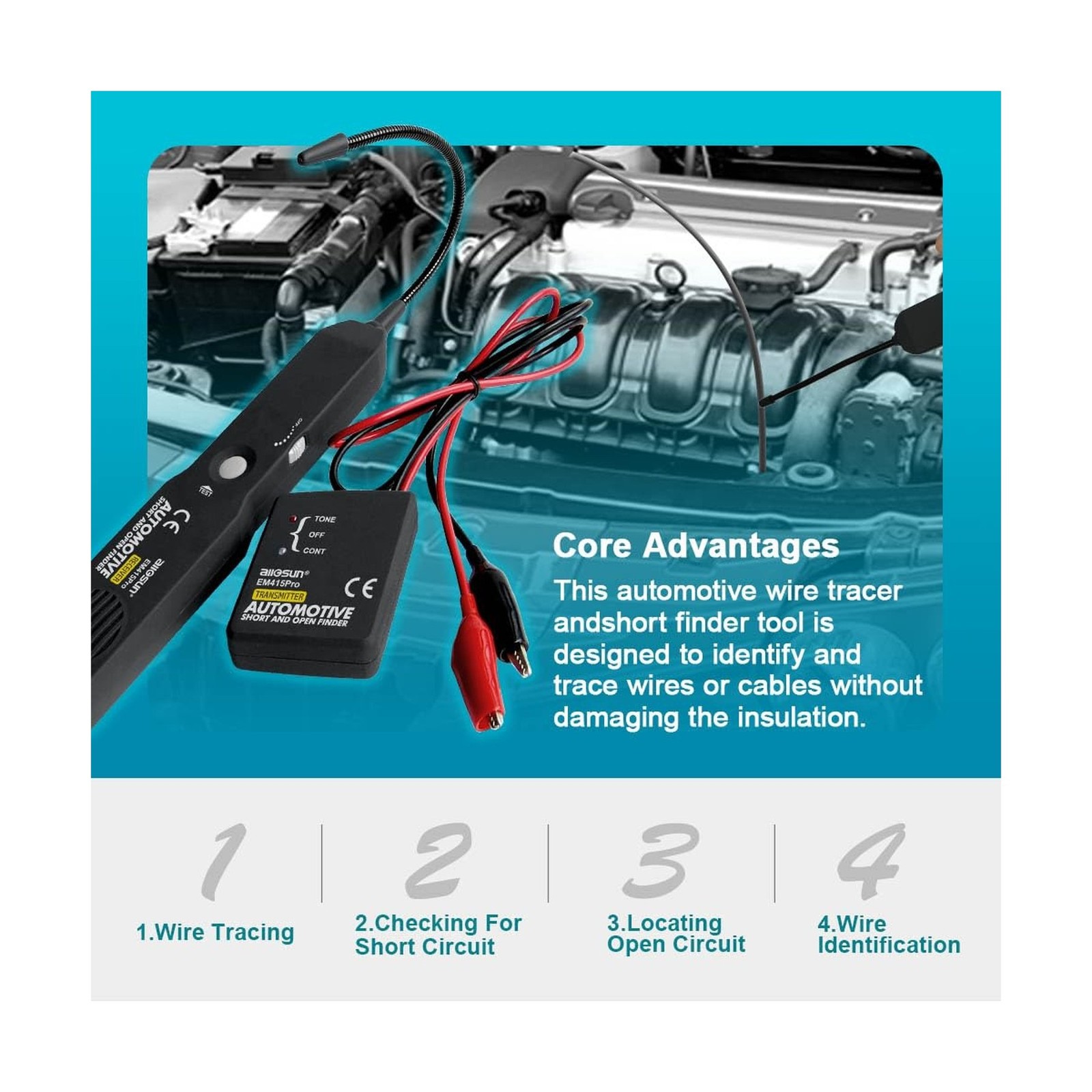 allsun em415Pro Cable Tracker Electrical, Auto Circuit Tester,Short... Fast Ship