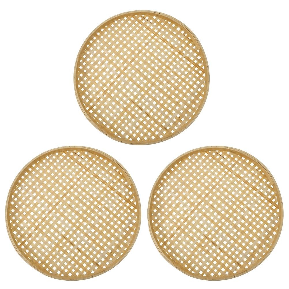 BESTOYARD Bamboo Weaving Colander Basket 7.08 Inch Round Low Sieve for Fruit ...