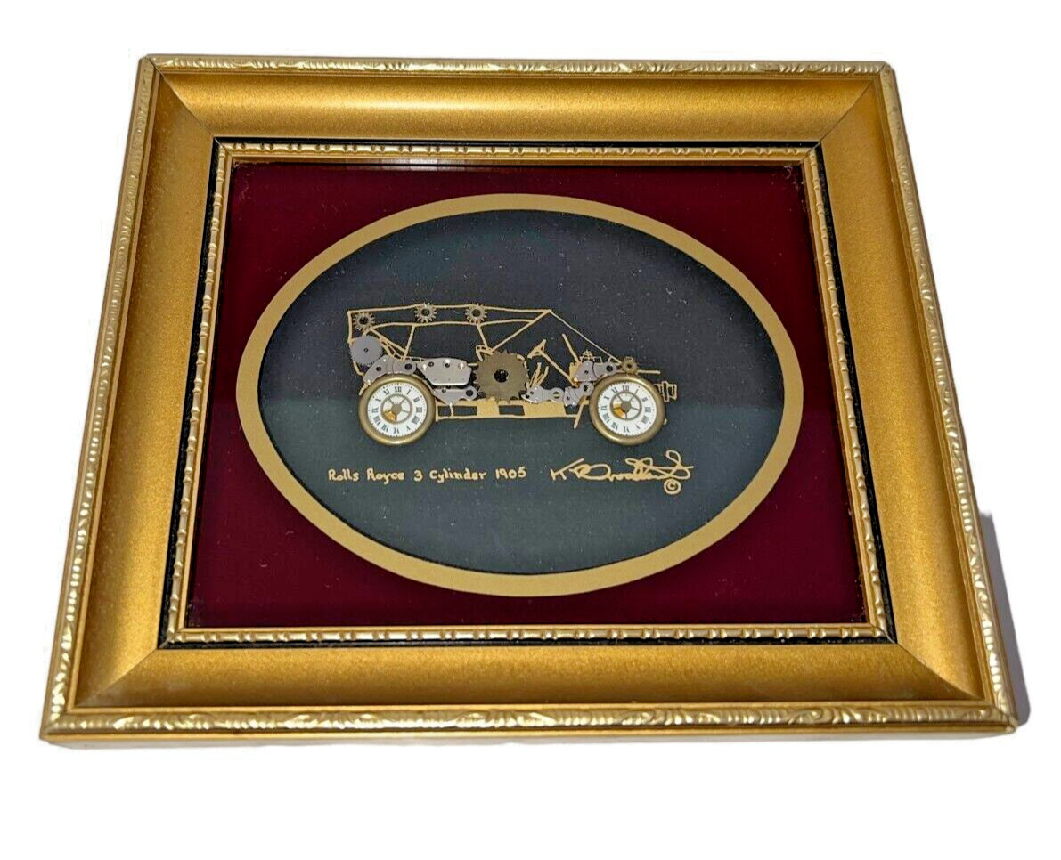 Vintage Ken Broadbent Rolls Royce 1905 Handcrafted Horological Collage Framed