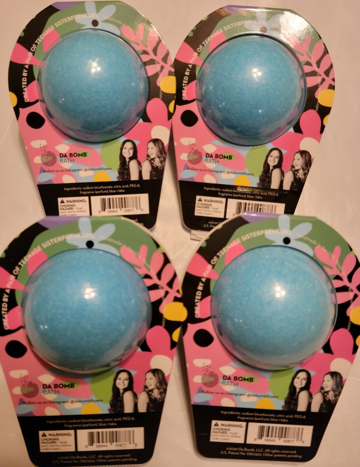 Lot of 4 Da Bomb - Mom Bomb - Bath Fizzer 3.5oz Blue Ball White Tea Mothers Day