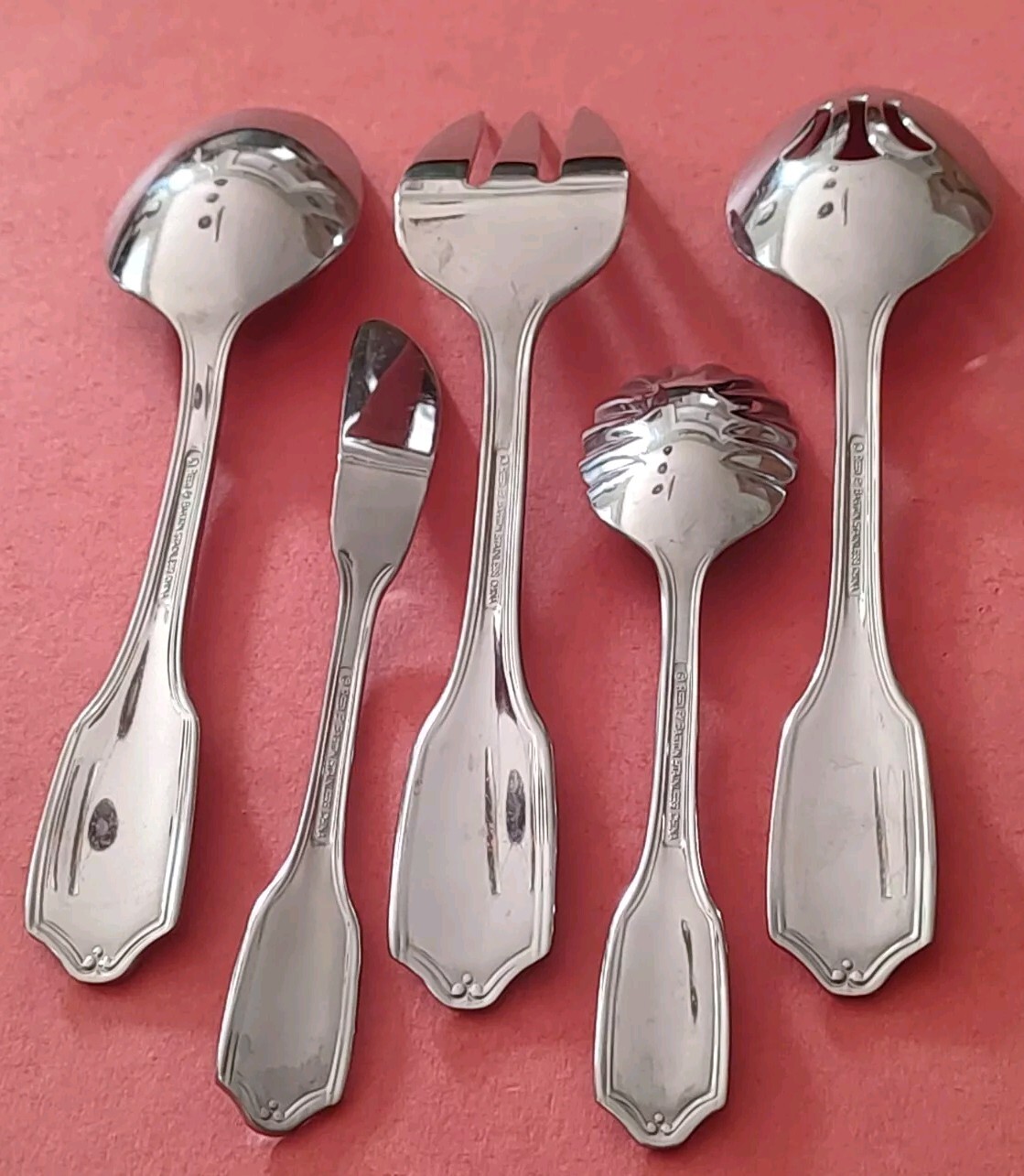 5pc Reed & Barton NELSON Serving Fork Spoons Sugar Butter Knife Stainless