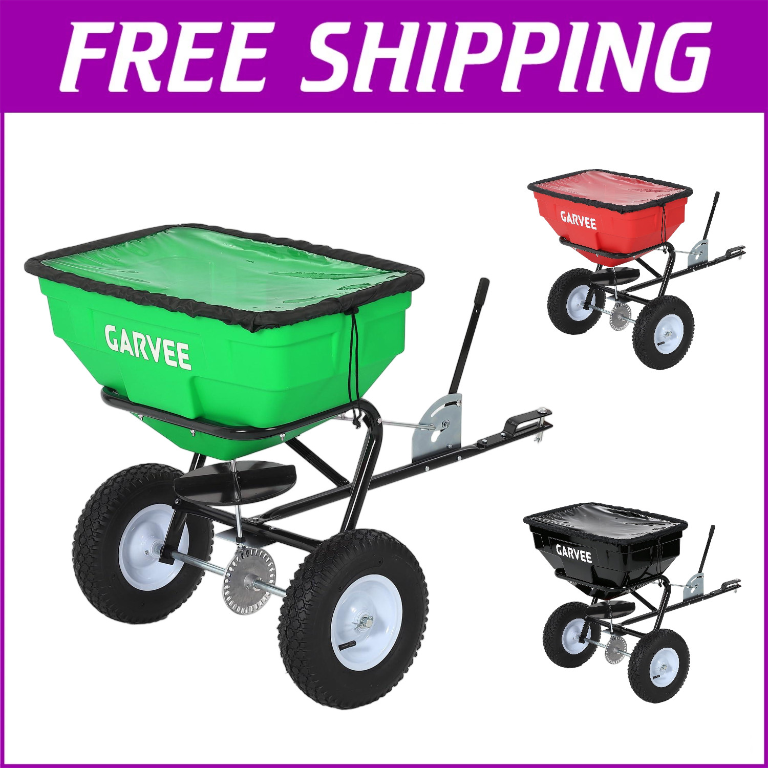 130 LBS Adjustable Tow Behind Broadcast Spreader Pull Behind Fertilizer Spreader