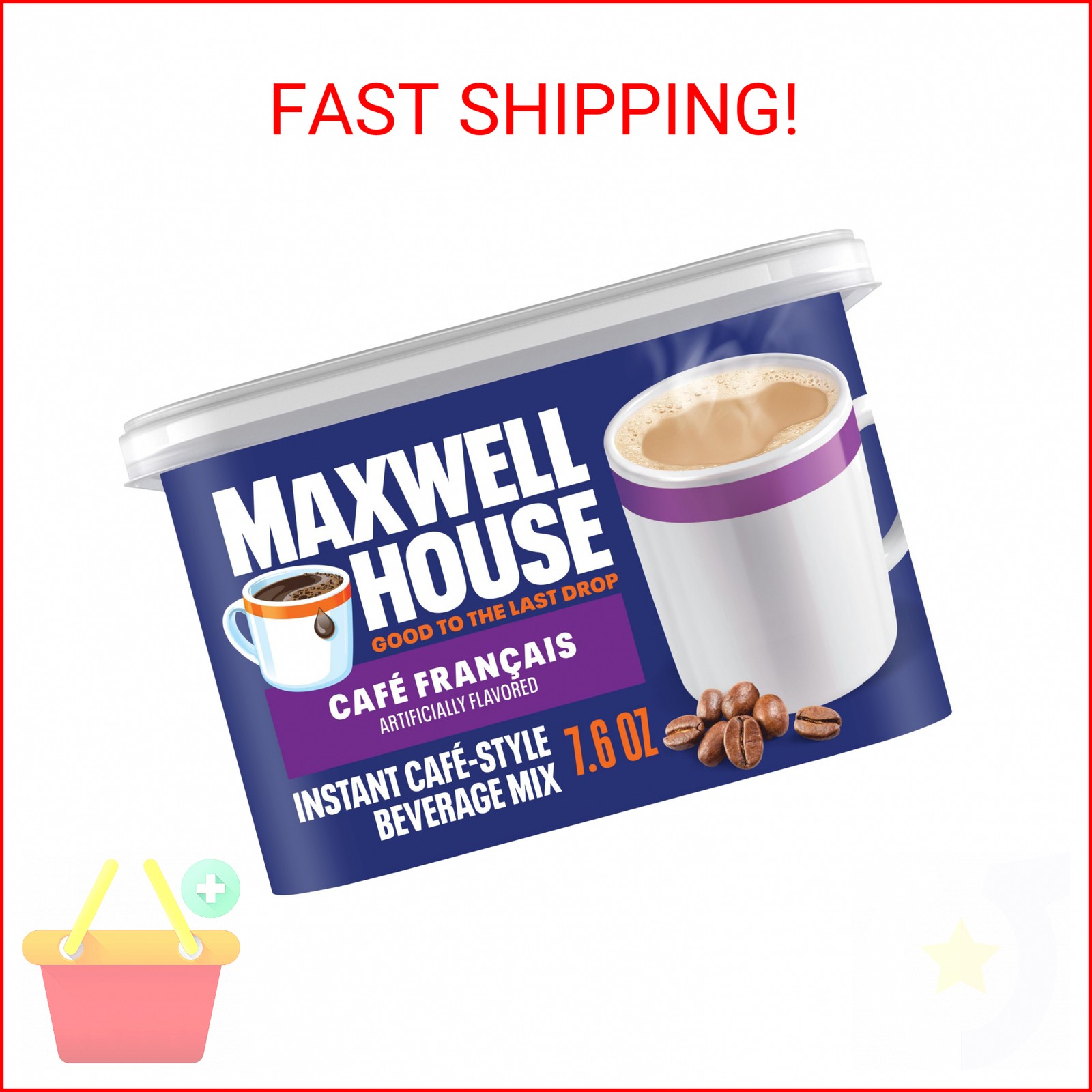 Maxwell House Instant Cafe-Style Beverage Mix, Easy to Prepare, 1 Canister, for