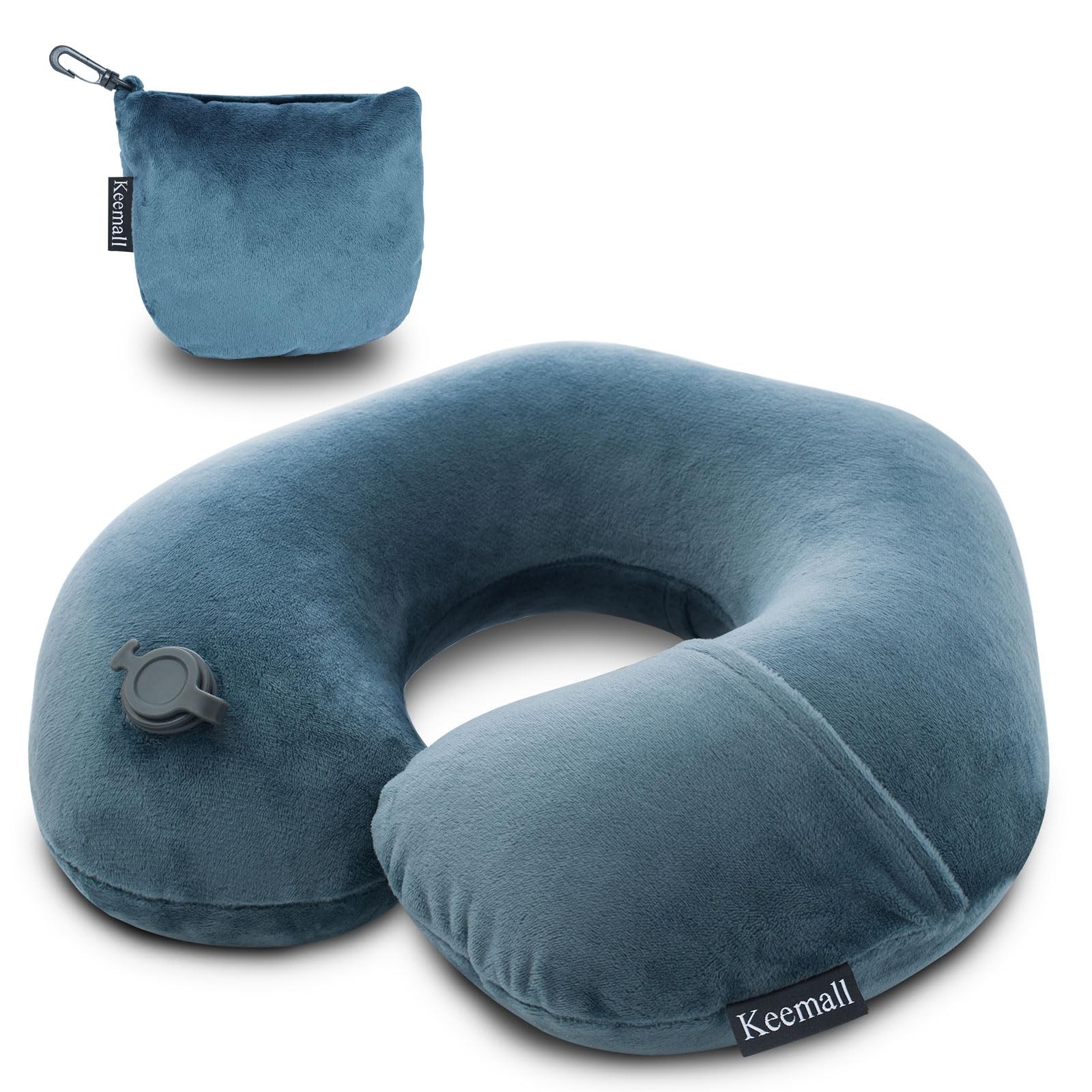 Keemall Inflatable Travel Neck Pillow for Airplane Train Medium, Deep Grey