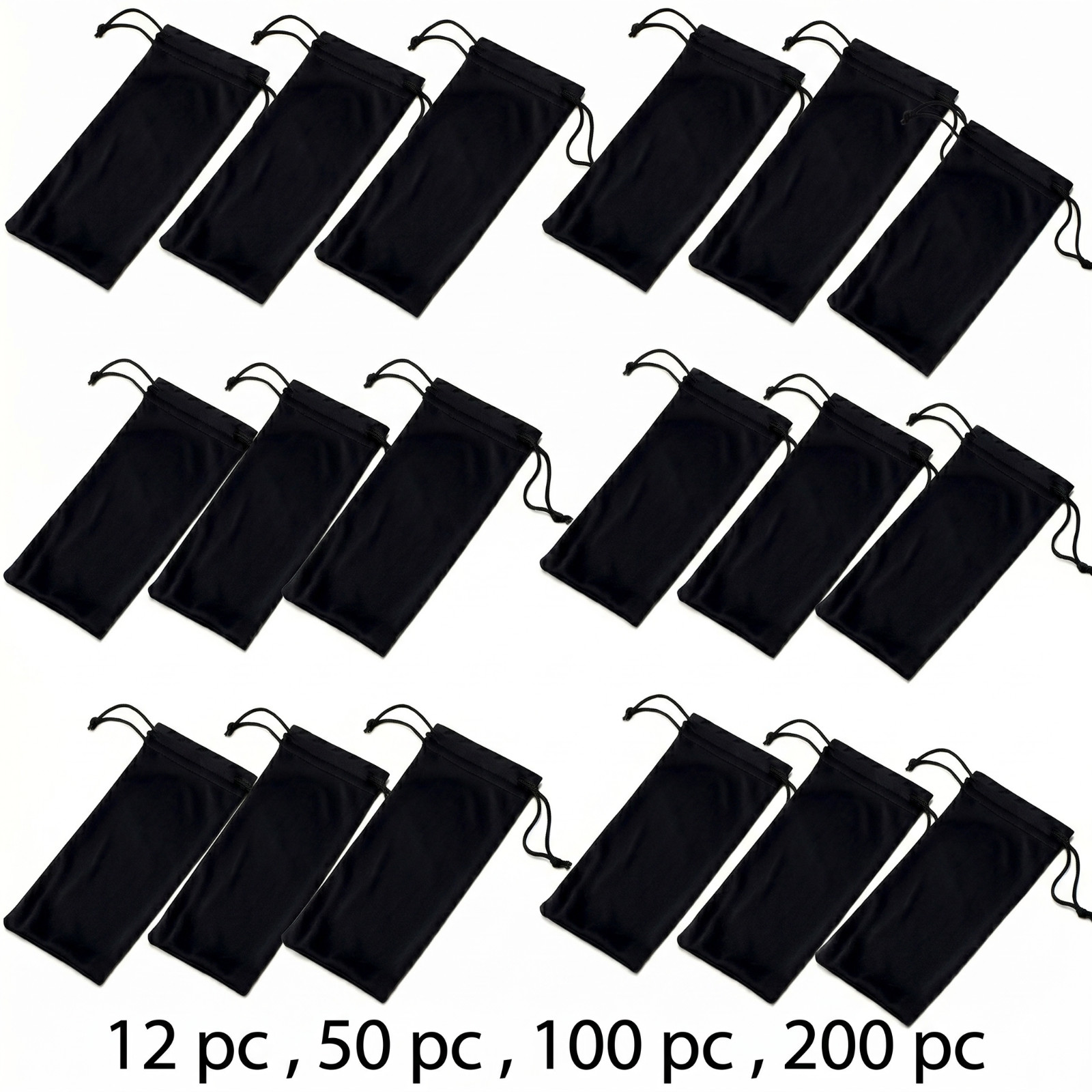 Black Microfiber Sunglasses Pouch Bulk 12 50 100 200 Pack Soft Protective Case